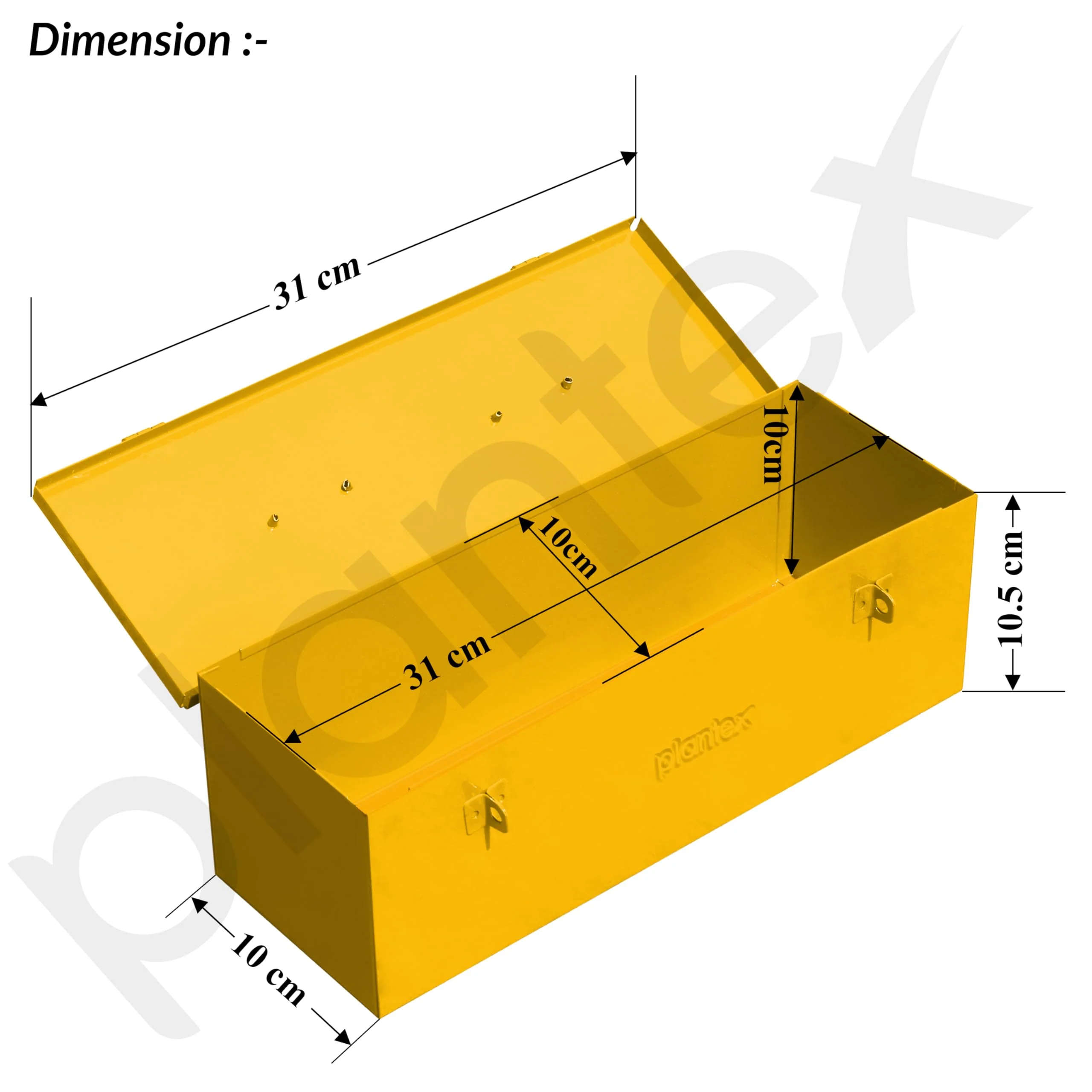 Plantex 12-inch Metal Tool Box for Tools/Tool Box Empty for Home Use/Compact Tools Box (Yellow) 31 X 11 X 10.5 cm - Image 3