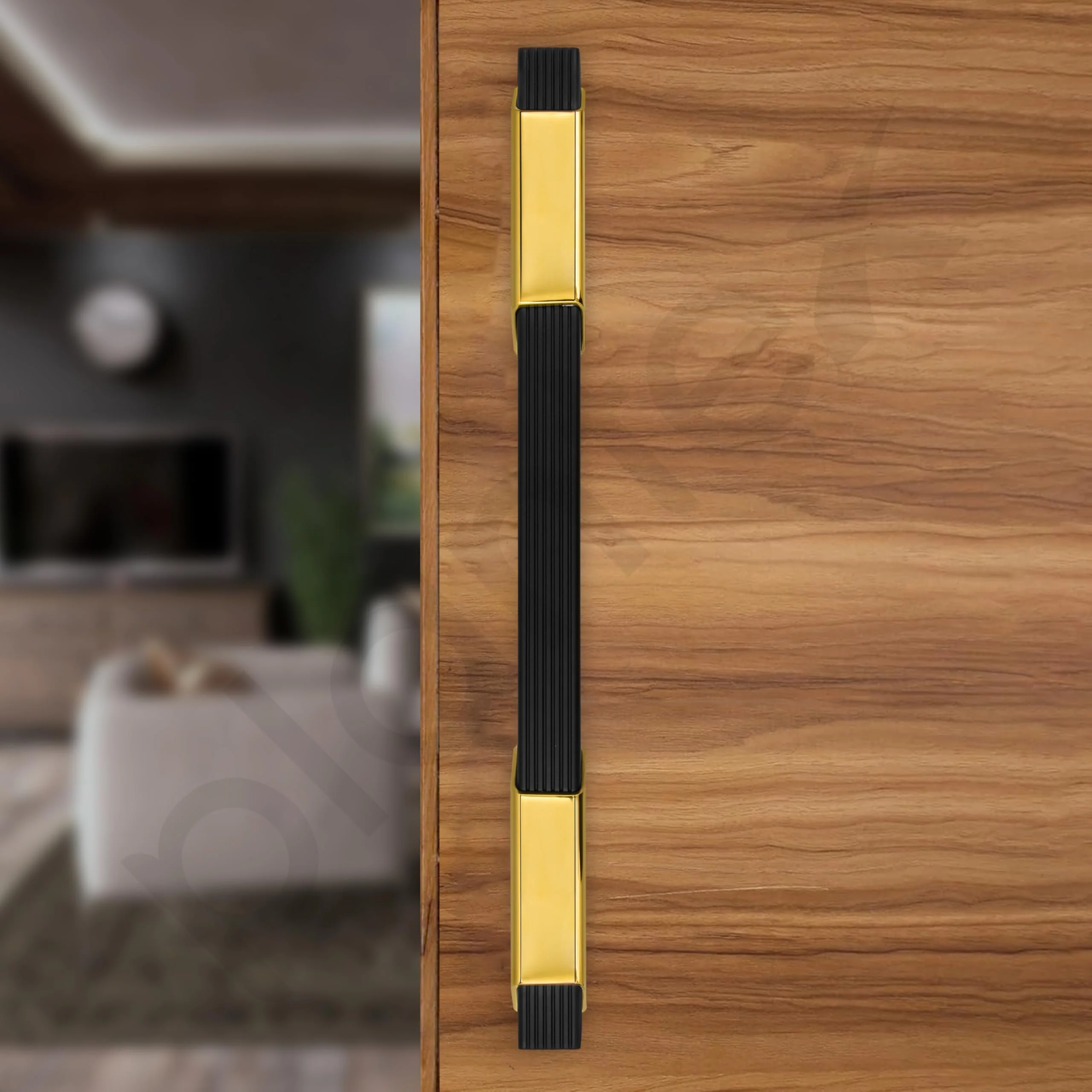 Plantex 14 Inch Main Door Handle/Aluminium Door Handle/Pull-Push Door Handle/Door Accessories (Pack of 1, Black & Gold) - Image 7