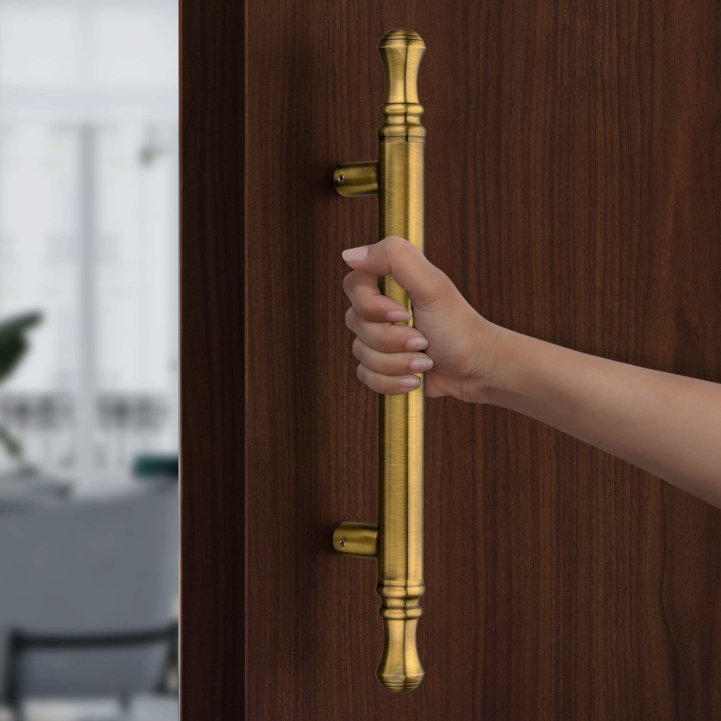 Plantex 14 inch Main Door Handle/Heavy Duty Door Handles for Main Door/Pull-Push Handle for Glass & Wooden Doors - Pack of 1 (Brass Antique) - 3 Years Warranty - Image 2