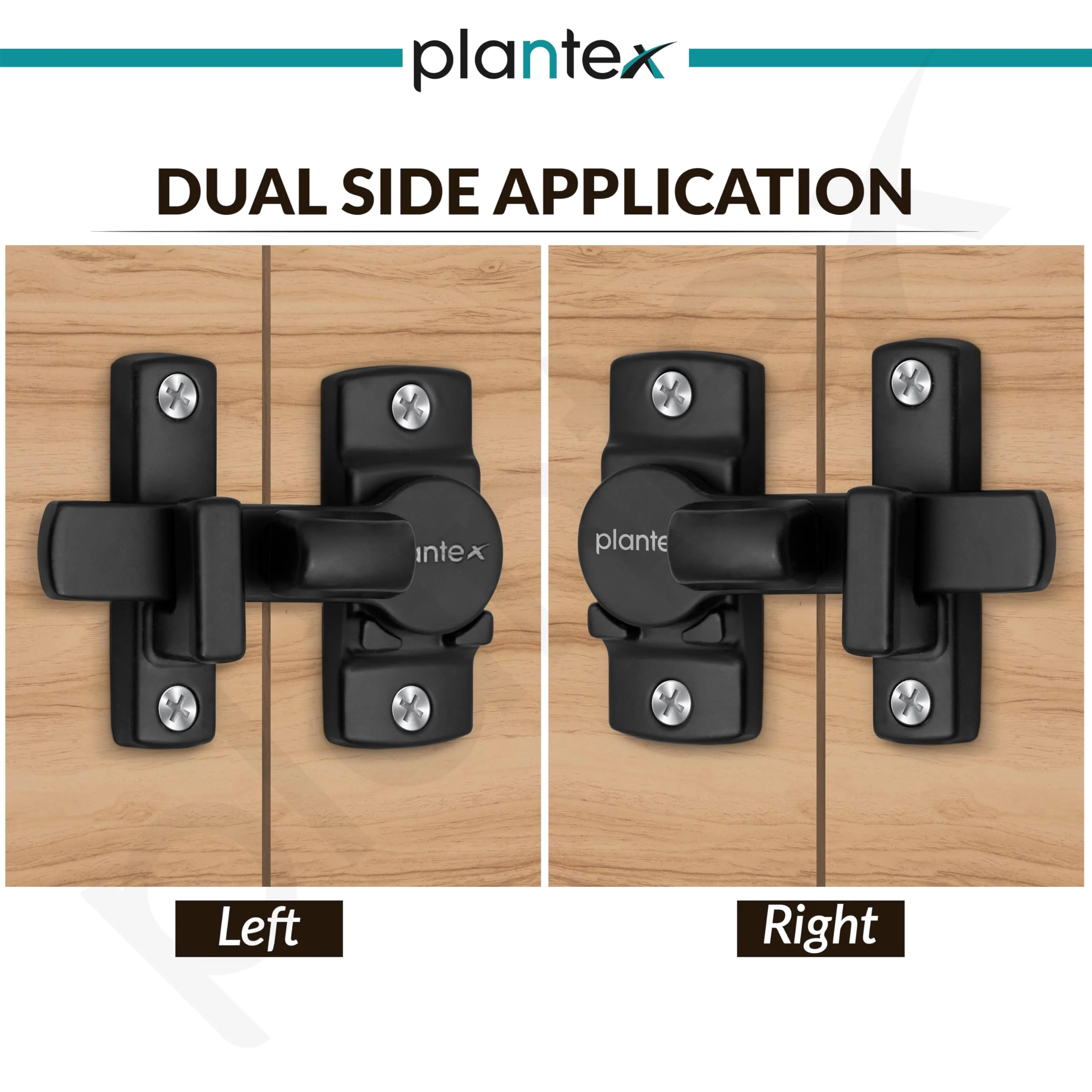 Plantex 180 Degree Sliding Door Lock - Flip Latch for Sliding Gate & Main Door - Baby Latch for Bathroom & Bedroom - Black - Image 4
