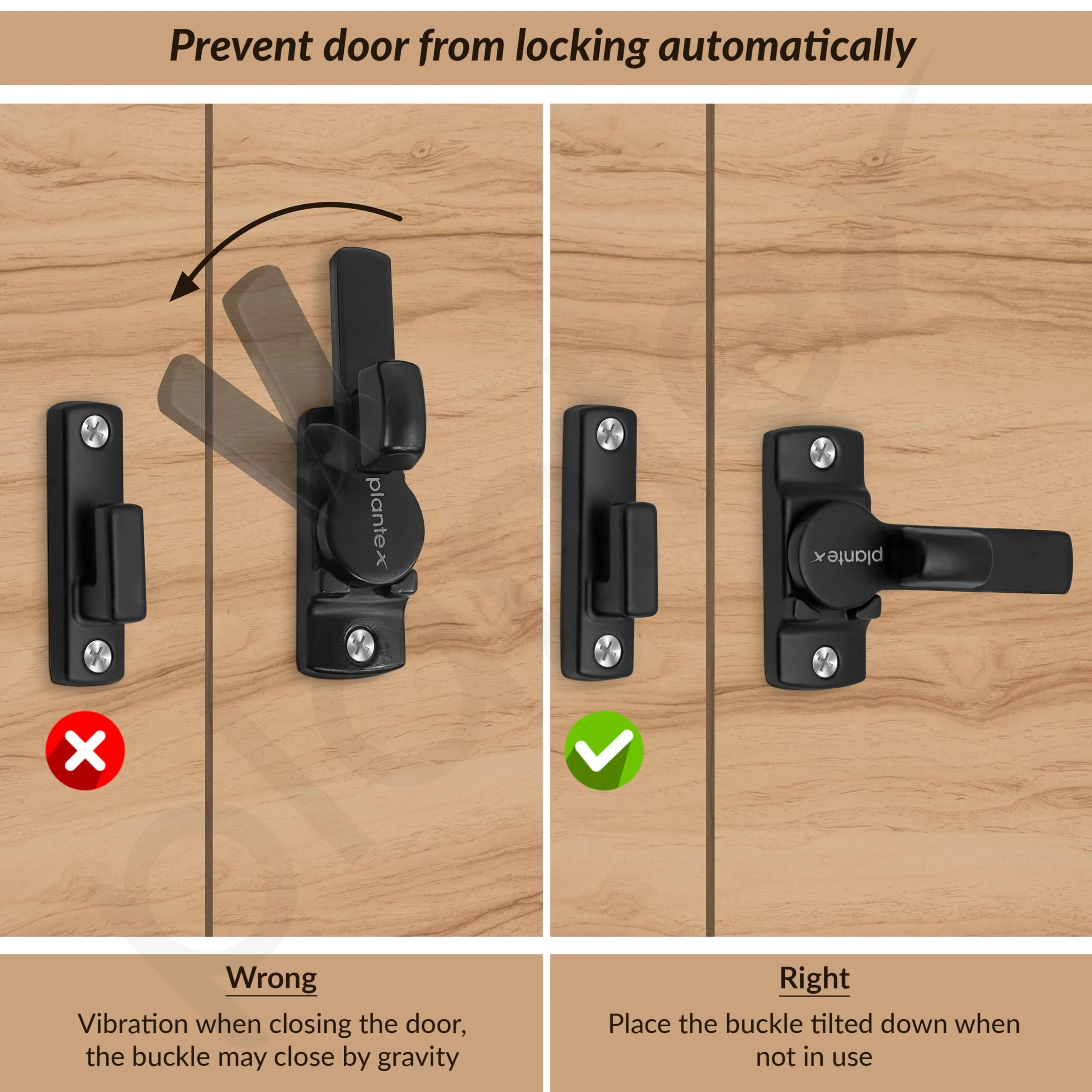Plantex 180 Degree Sliding Door Lock - Flip Latch for Sliding Gate & Main Door - Baby Latch for Bathroom & Bedroom - Black - Image 5