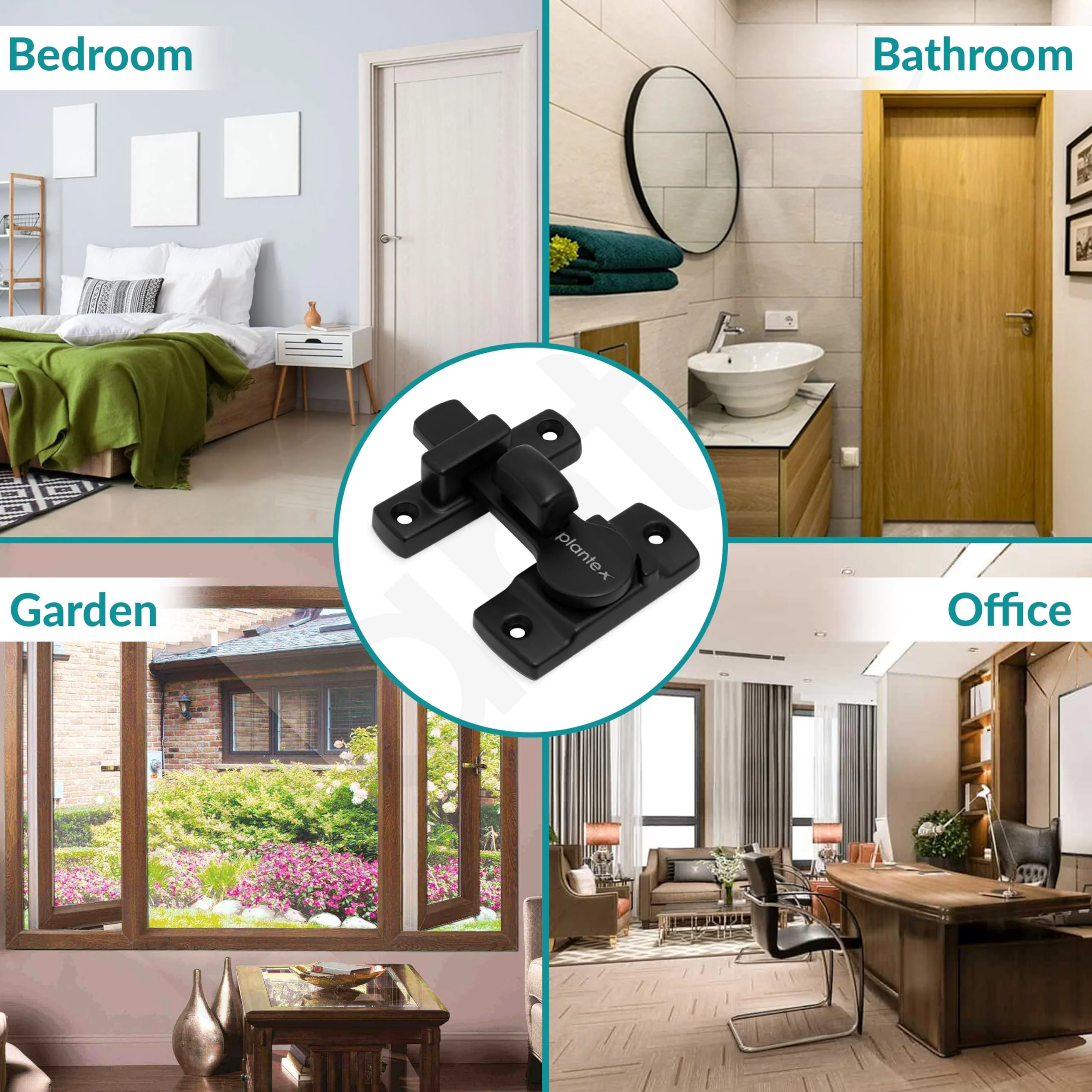 Plantex 180 Degree Sliding Door Lock - Flip Latch for Sliding Gate & Main Door - Baby Latch for Bathroom & Bedroom - Black - Image 6
