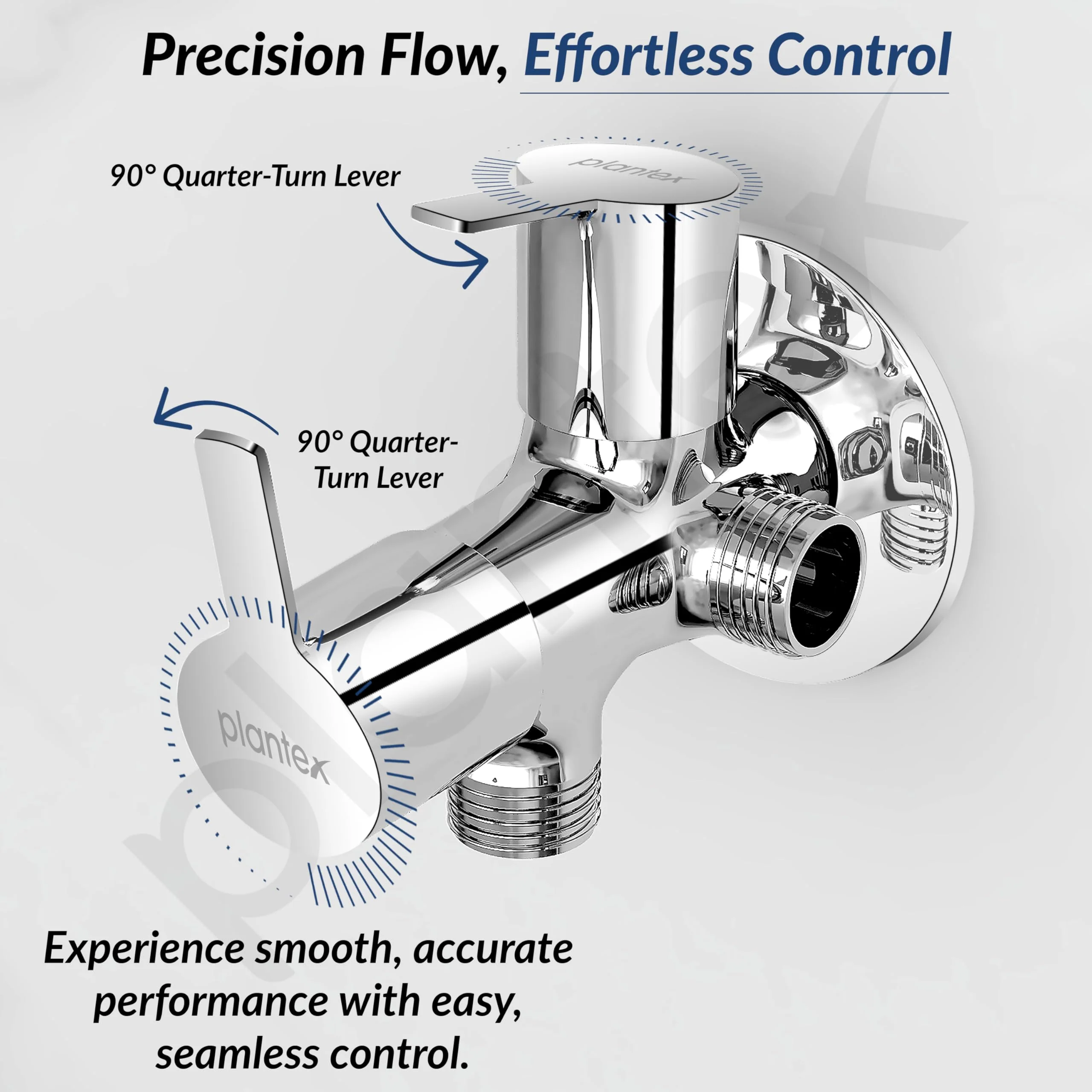 Plantex Angle Valve 2 in 1/Two Way Angle Cock Tap with Wall Flange & Teflon Tape/Angle Valve for Bathroom-(Chrome) - Image 5