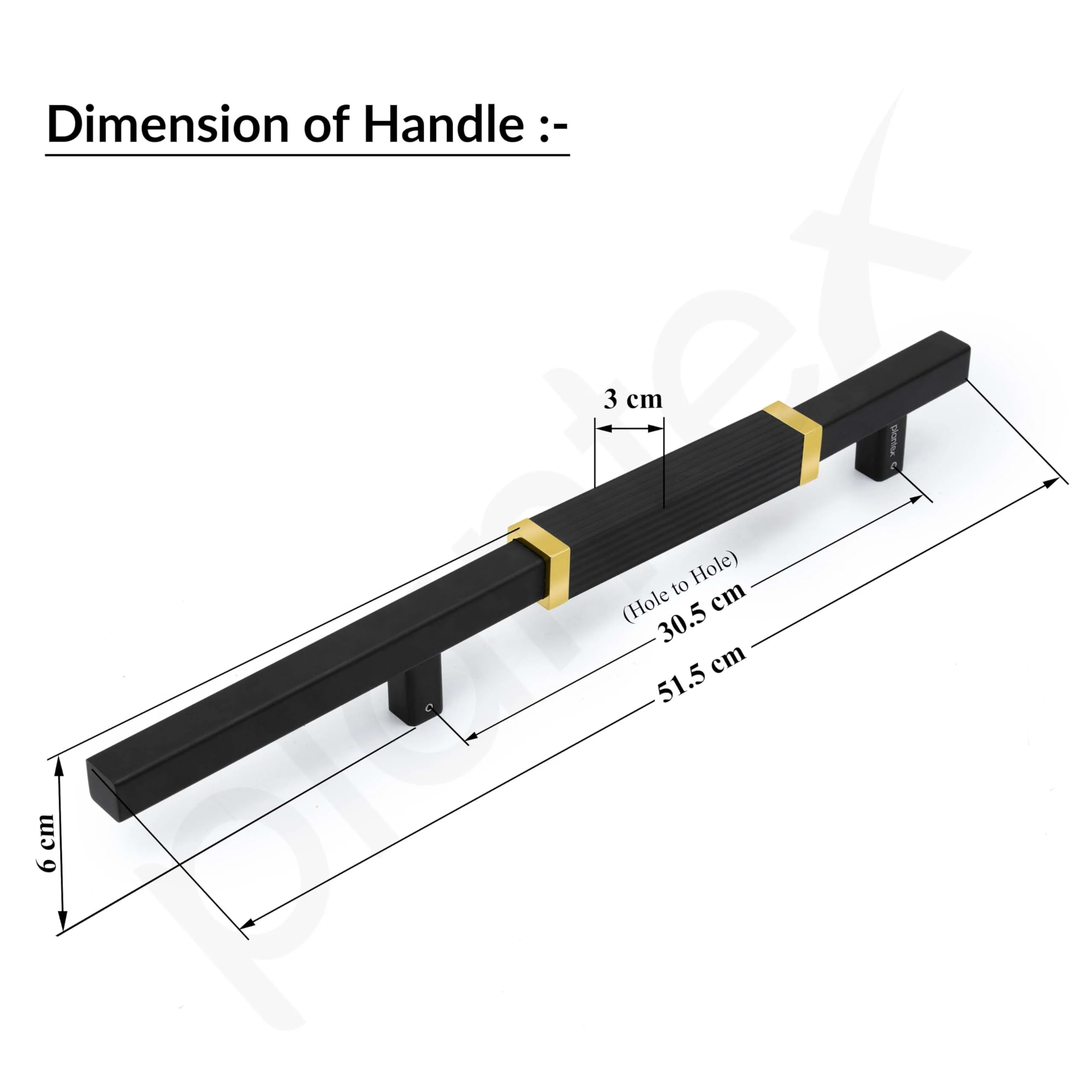 Plantex 20.5 Inch Main Door Handle/Aluminium Door Handle/Pull-Push Door Handle/Door Accessories (Pack of 1, Gold, Black) - Image 3