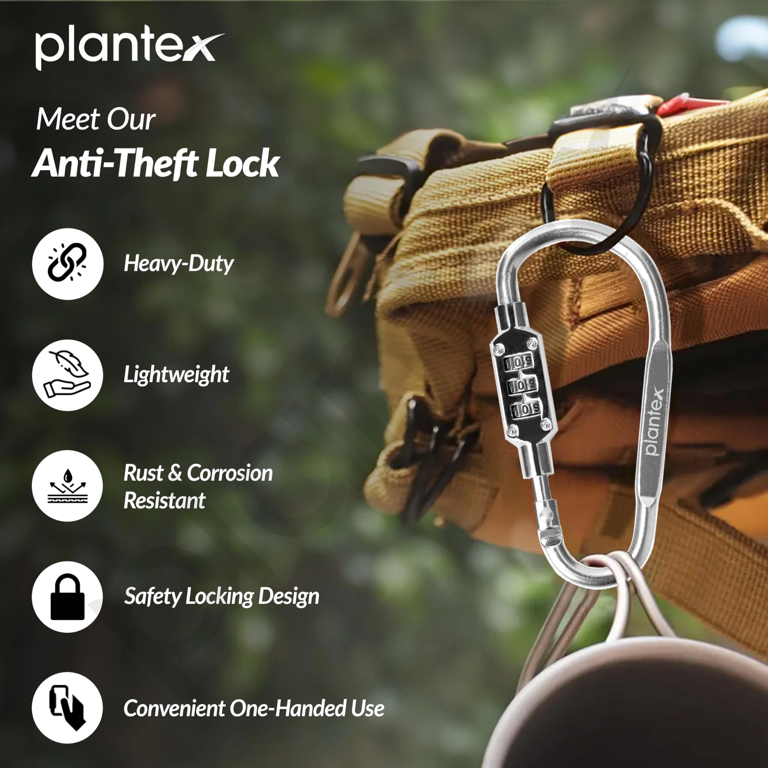 Plantex 3-Digit Code Combination Lock/Number Lock/Portable Luggage Lock/Travel Lock for Briefcase/Laptop Bags - Pack of 2 (Silver) - Image 4
