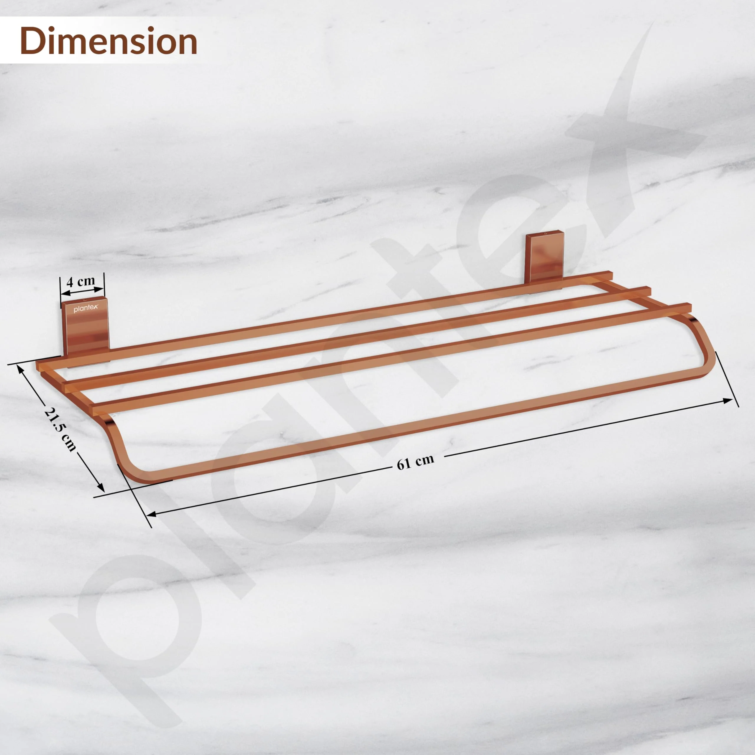 Plantex 304 Grade Stainless Steel 24-inch Towel Rack for Bathroom/Towel Shelf/Towel Stand/Bathroom Accessories (Crystal - PVD Rose Gold) - Image 4