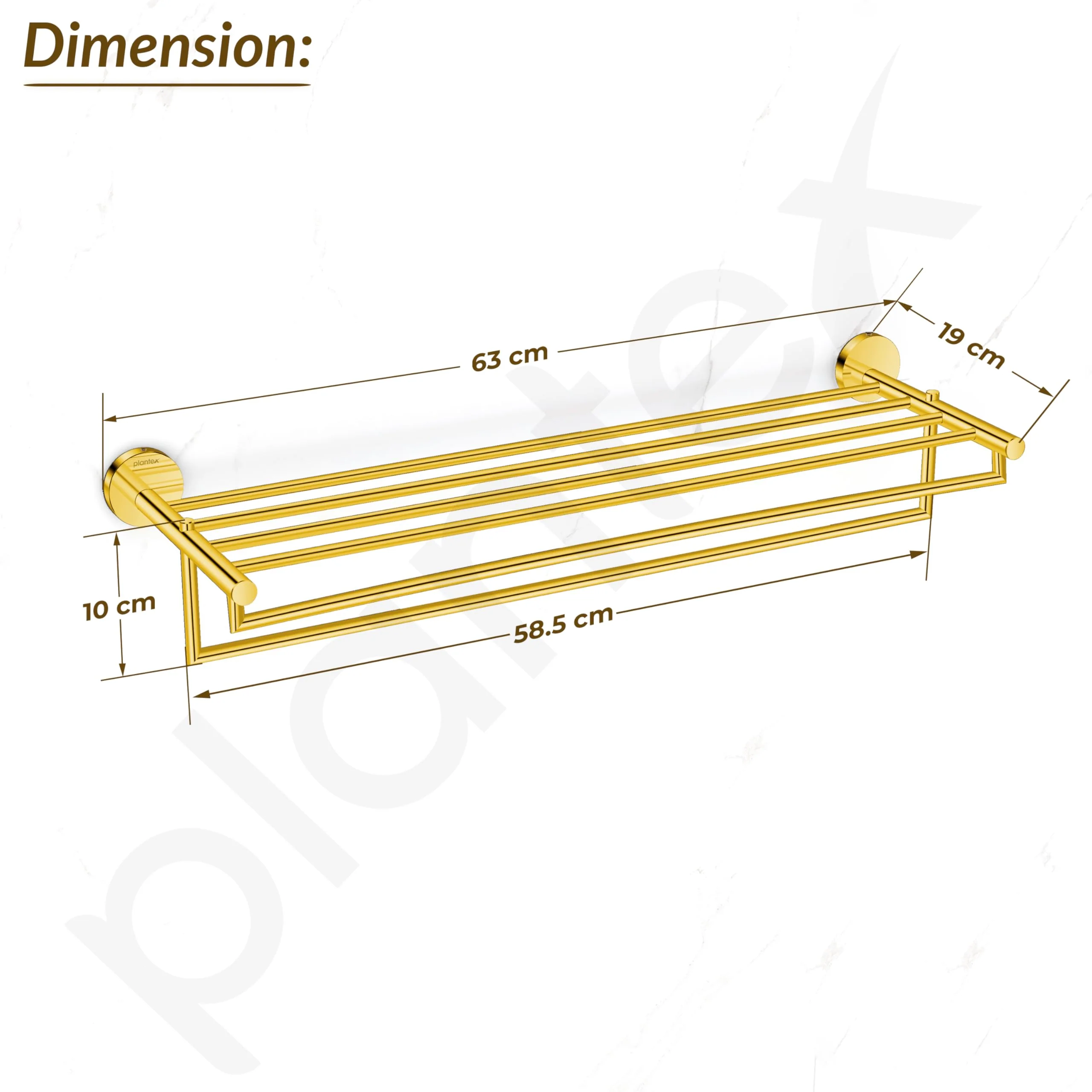Plantex 304 Grade Stainless Steel 24-inch Towel Rack for Bathroom/Towel Stand/Cloth Hanger for Bathroom/Towel Bar/Bathroom Accessories - Oreo (Gold) - Image 3