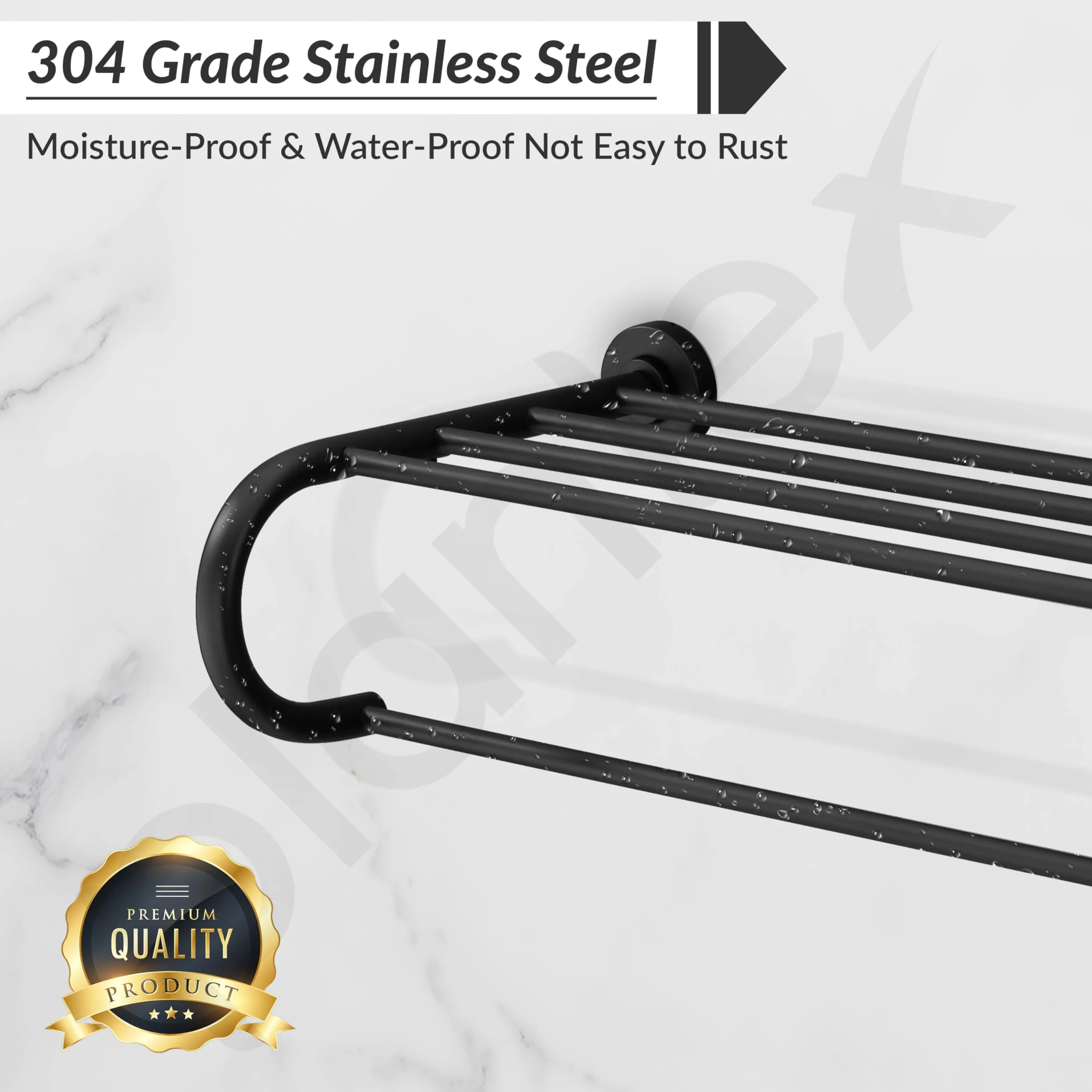 Plantex 304 Grade Stainless Steel 24 inch Towel Rack for Bathroom/Towel Stand/Hanger/Bathroom Accessories - Daizy (Black) - Image 5