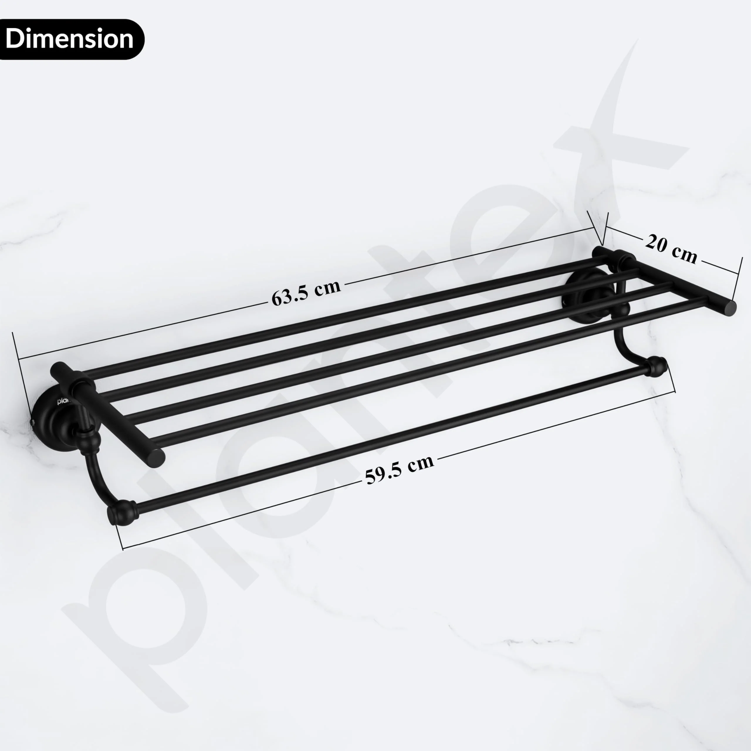 Plantex 304 Grade Stainless Steel 24 inch Towel Rack for Bathroom/Towel Stand/Hanger/Bathroom Accessories - Skyllo (Black) - Image 2