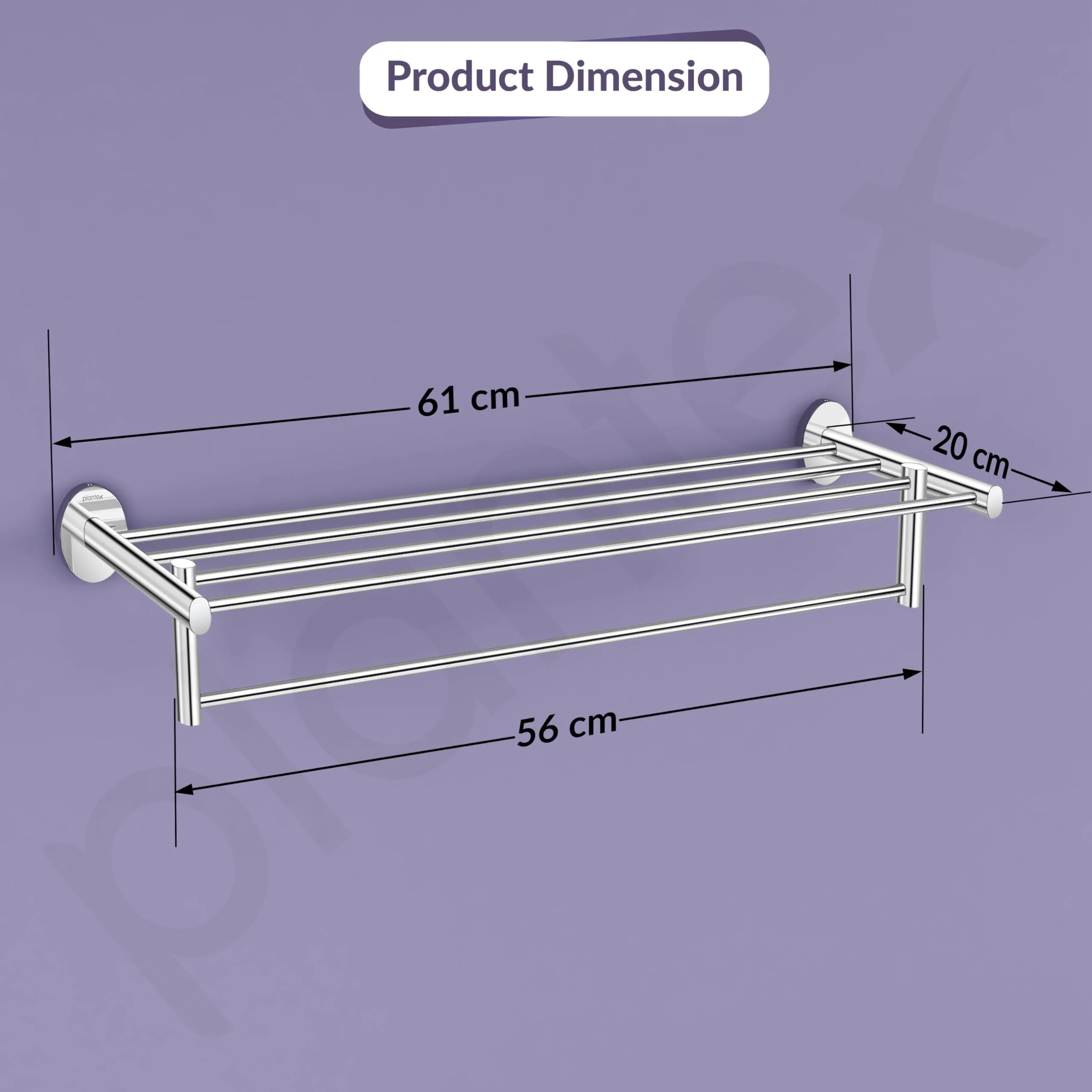 Plantex 304 Grade Stainless Steel 24 Inches Long Towel Rack/Towel Hanger for Bathroom/Towel Bar/Bathroom Accessories - Olive (Chrome) - Image 2