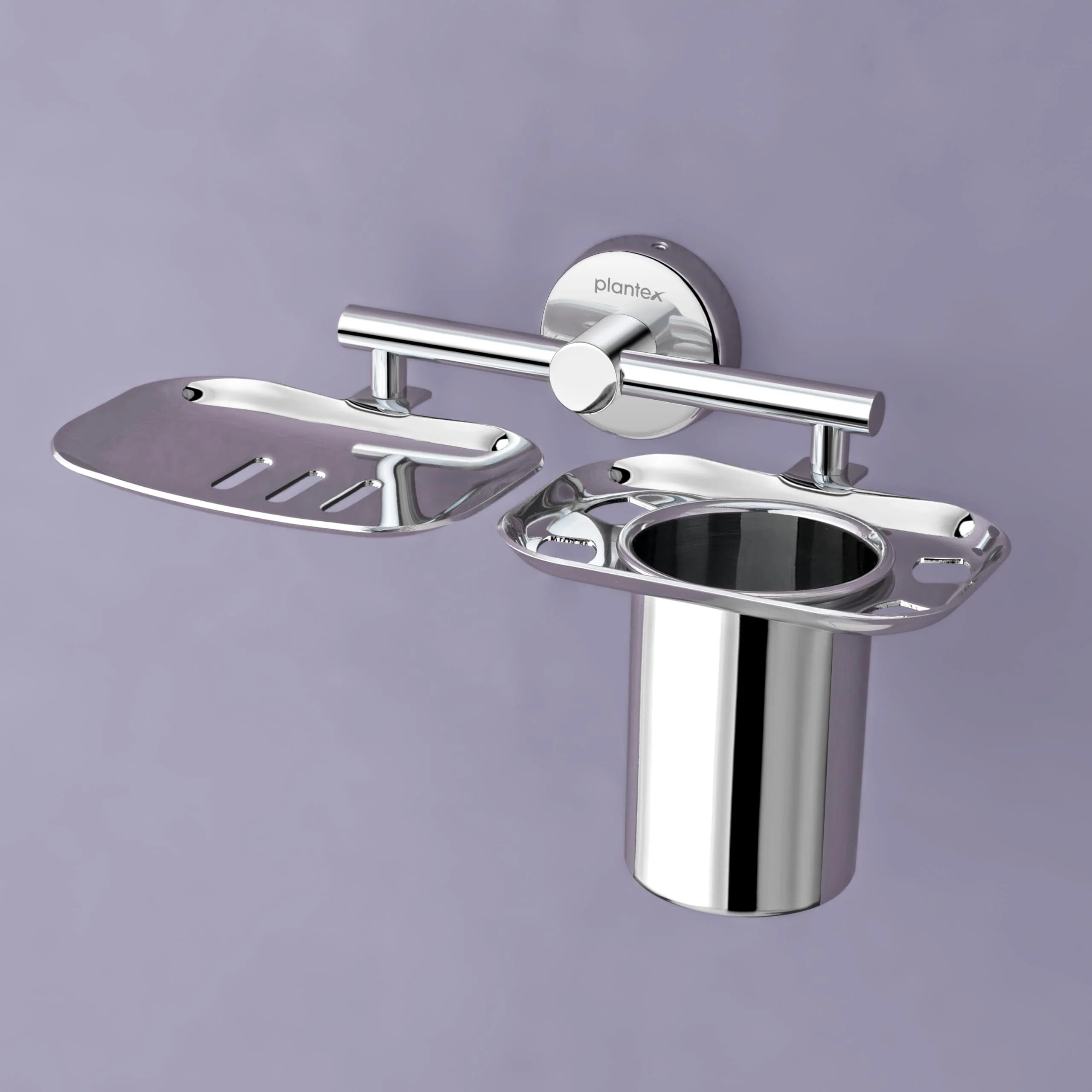 Plantex 304 Grade Stainless Steel 2in1 Soap Dish with Tumbler Holder/Soap Stand/Tooth Brush Holder/Bathroom Accessories - (Chrome) - Image 6