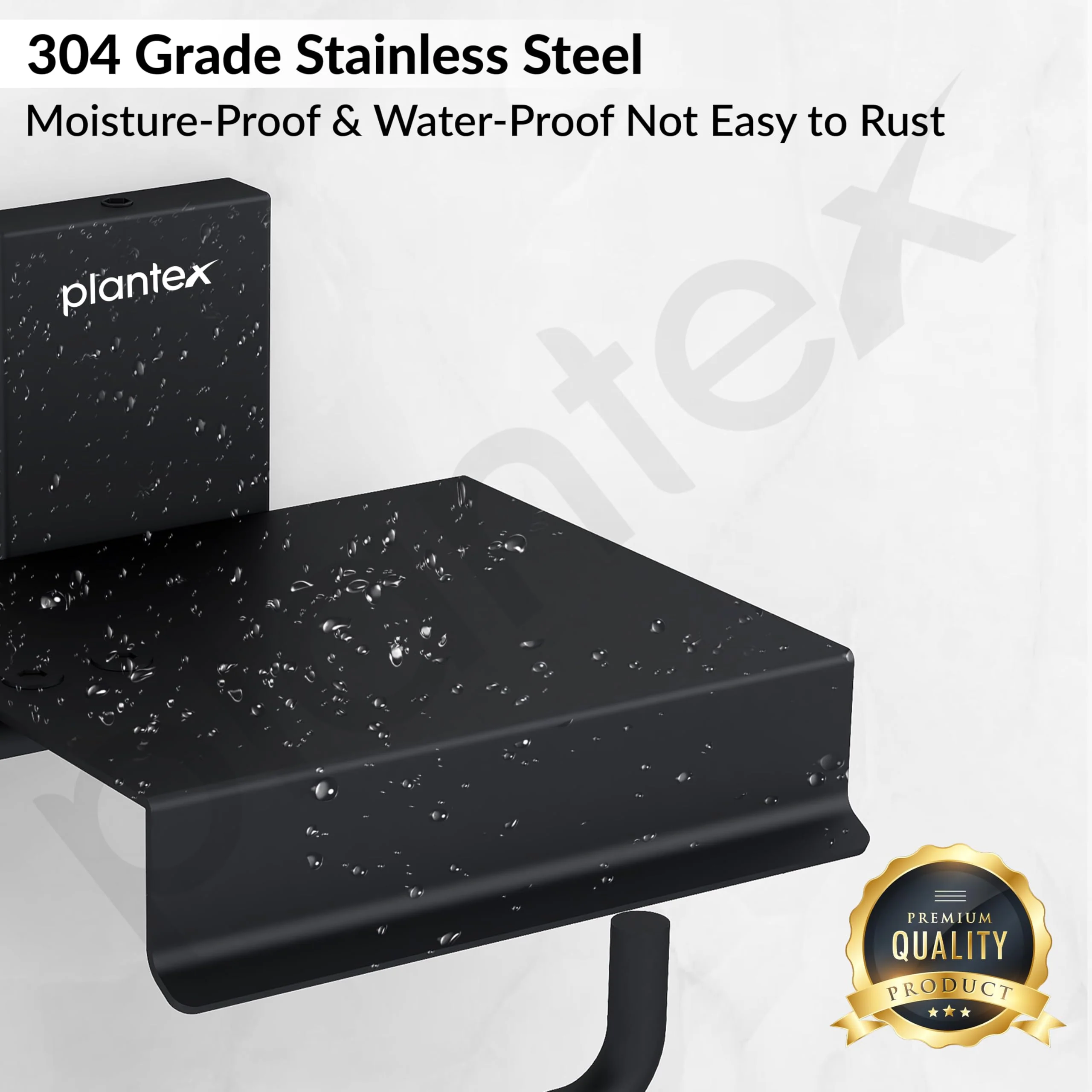Plantex 304 Grade Stainless Steel Bathroom Toilet Paper Holder with Mobile Stand/Toilet Tissue Holder/Bathroom Accessories (Crystal, Black) - Image 4