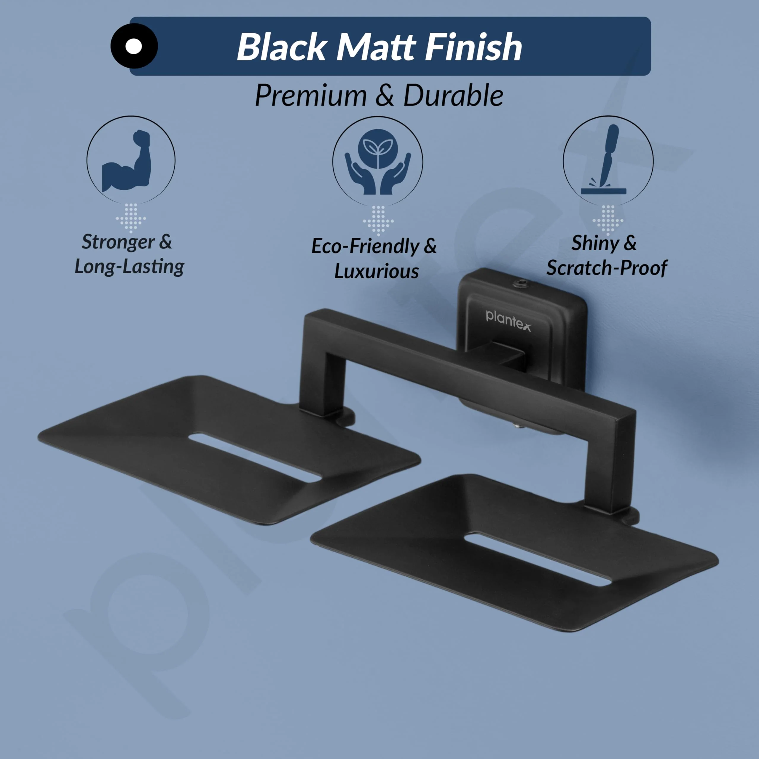 Plantex 304 Grade Stainless Steel Black Dual Soap Holder for Bathroom/Double Soap Dish/Soap Stand/Soap Case/Bathroom Accessories - Decan (Black) - Image 3