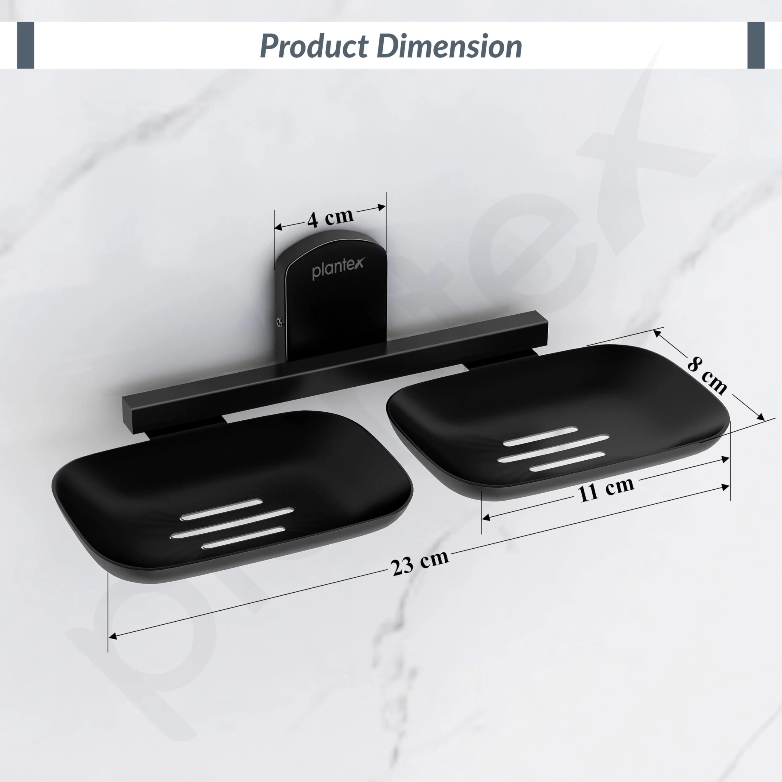 Plantex 304 Grade Stainless Steel Double Soap Holder for Bathroom/Soap Stands/Bathroom Accessories - Parv (Black) - Image 3