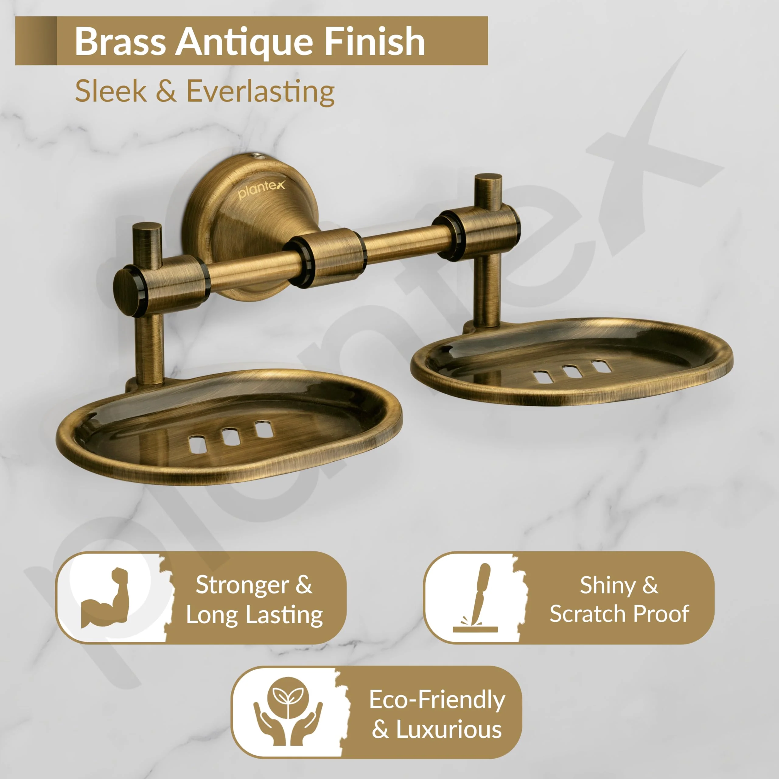 Plantex 304 Grade Stainless Steel Double soap Holder Stand for Bathroom and wash Basin/Bathroom Accessories - Niko (Antique) - Image 3