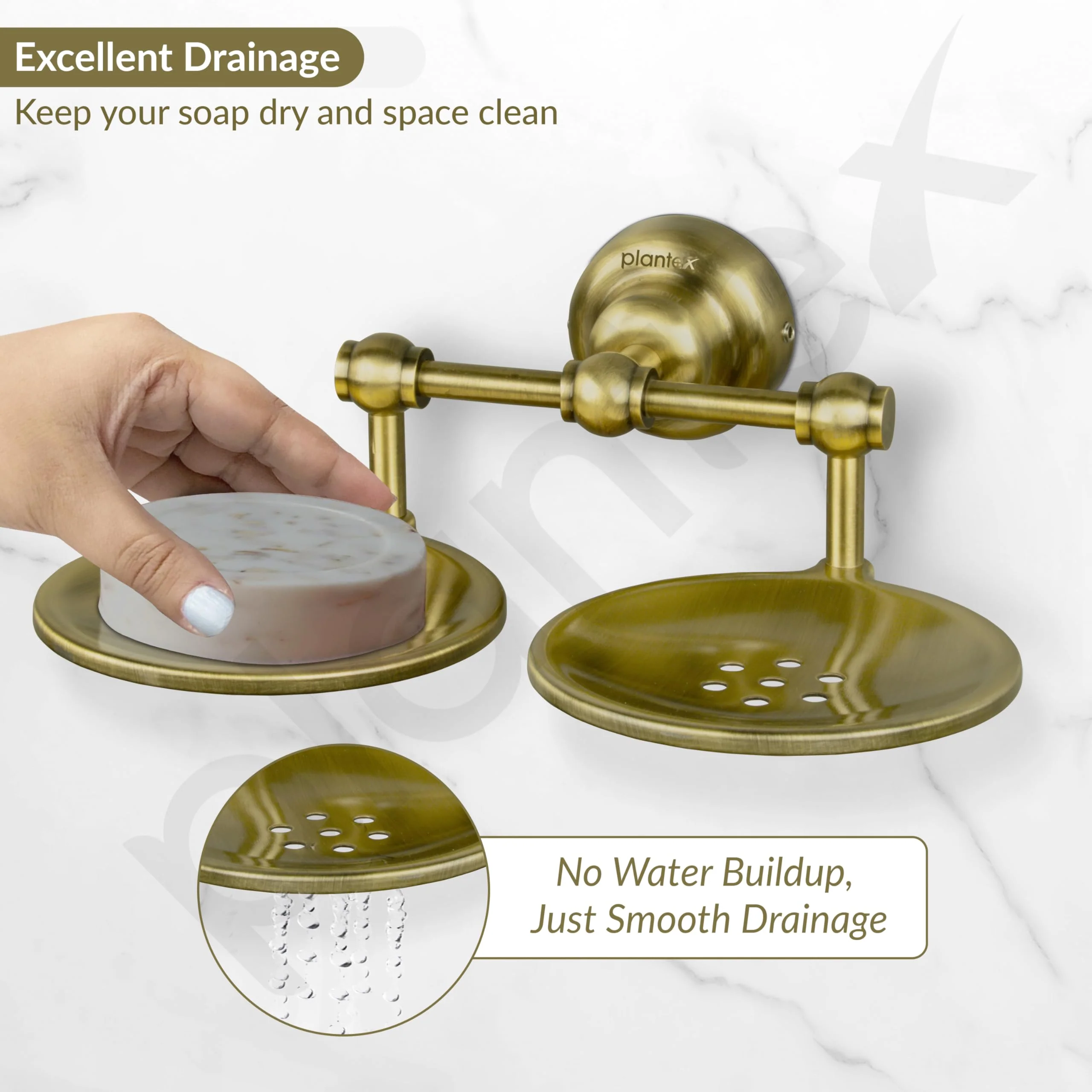 Plantex 304 Grade Stainless Steel Double Soap Holder Stand for Bathroom and Wash Basin/Bathroom Accessories - Skyllo (Antique) - Image 6