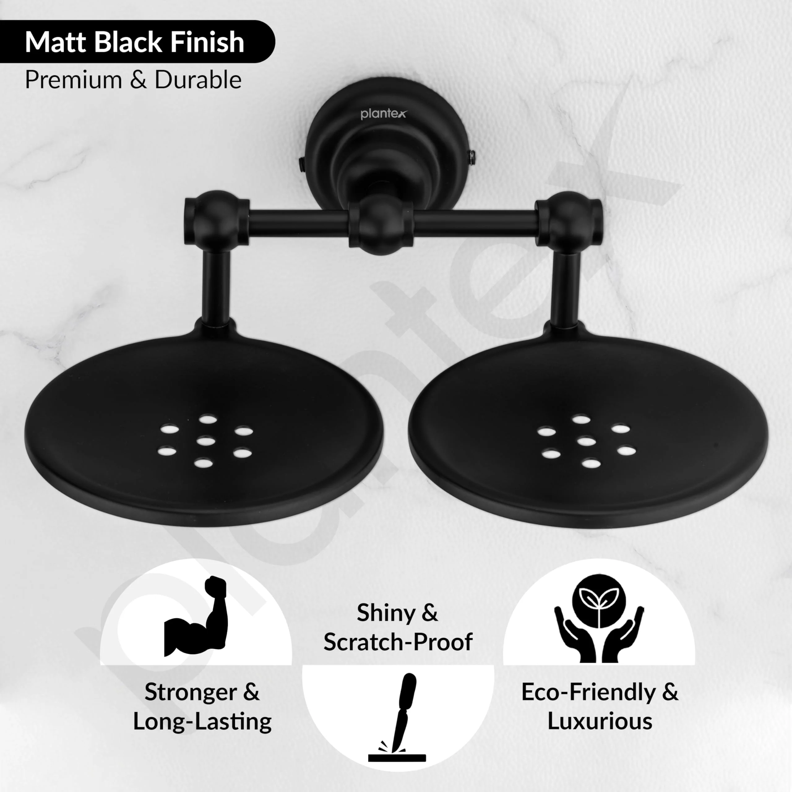 Plantex 304 Grade Stainless Steel Double Soap Holder Stand for Bathroom and Wash Basin/Bathroom Accessories - Skyllo (Black) - Image 3
