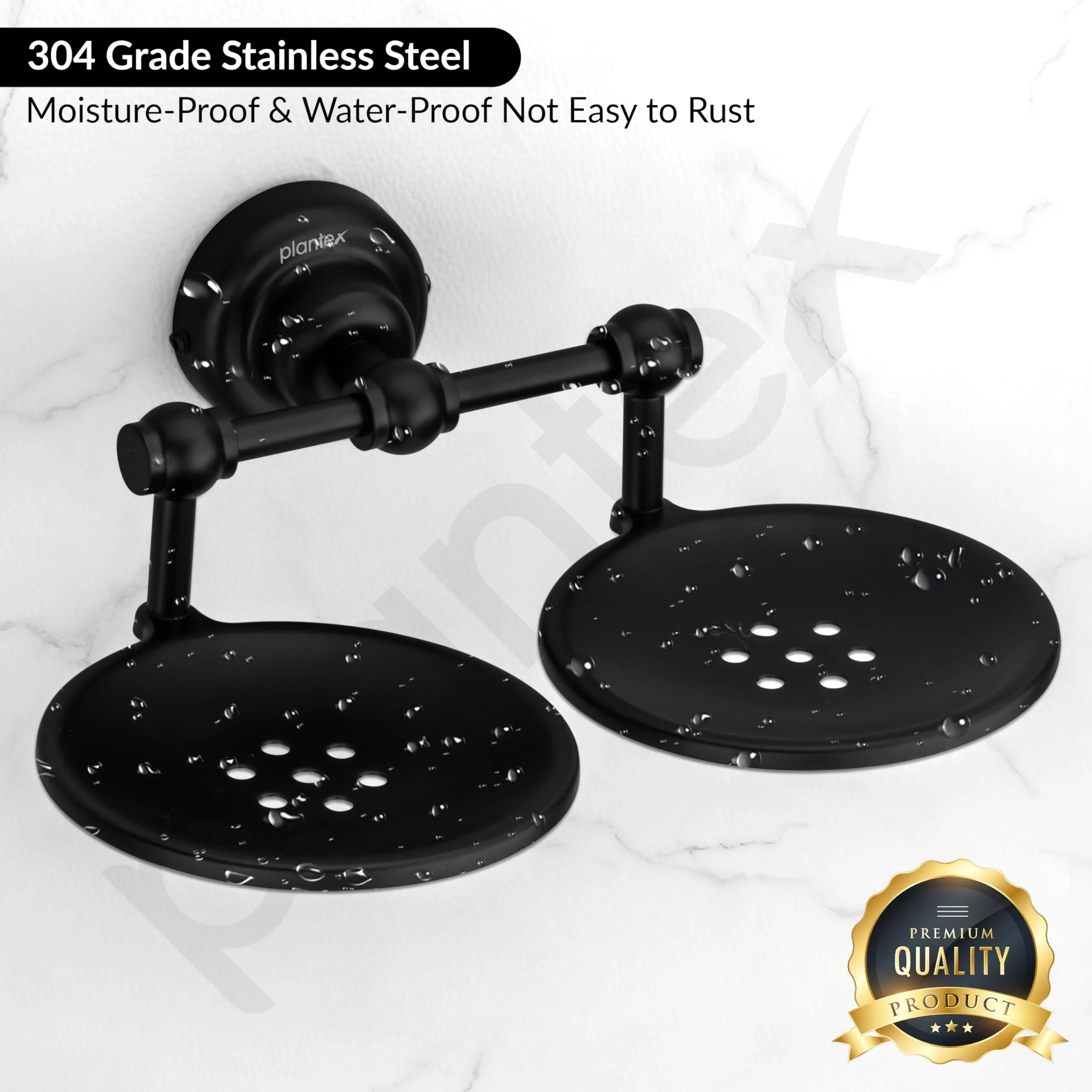 Plantex 304 Grade Stainless Steel Double Soap Holder Stand for Bathroom and Wash Basin/Bathroom Accessories - Skyllo (Black) - Image 7