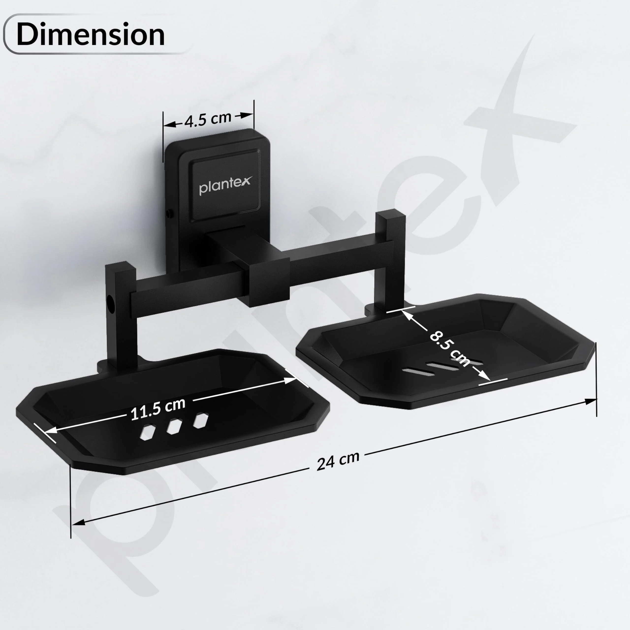 Plantex 304 Grade Stainless Steel Dual Soap Holder for Bathroom/Soap Case/Soap Stand/Soap Tray/Bathroom Accessories - Darcy(Black) - Image 2