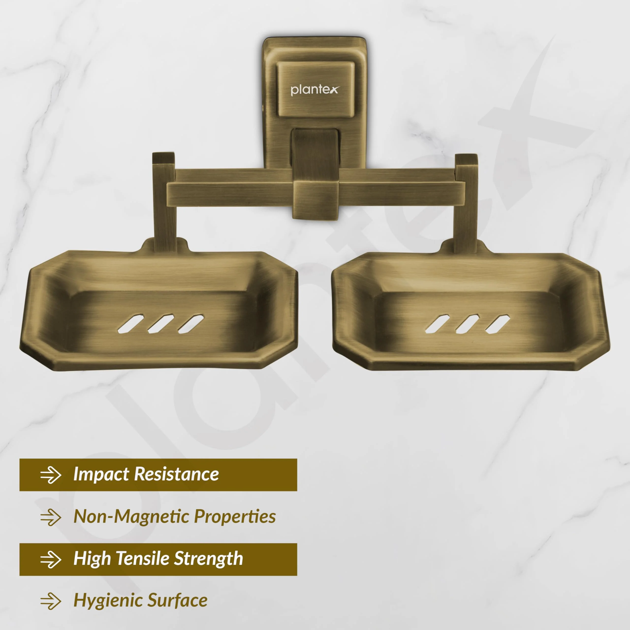 Plantex 304 Grade Stainless Steel Dual Soap Holder for Bathroom/Soap Dish/Bathroom Soap Stand/Bathroom Accessories - Darcy (Antique) - Image 2