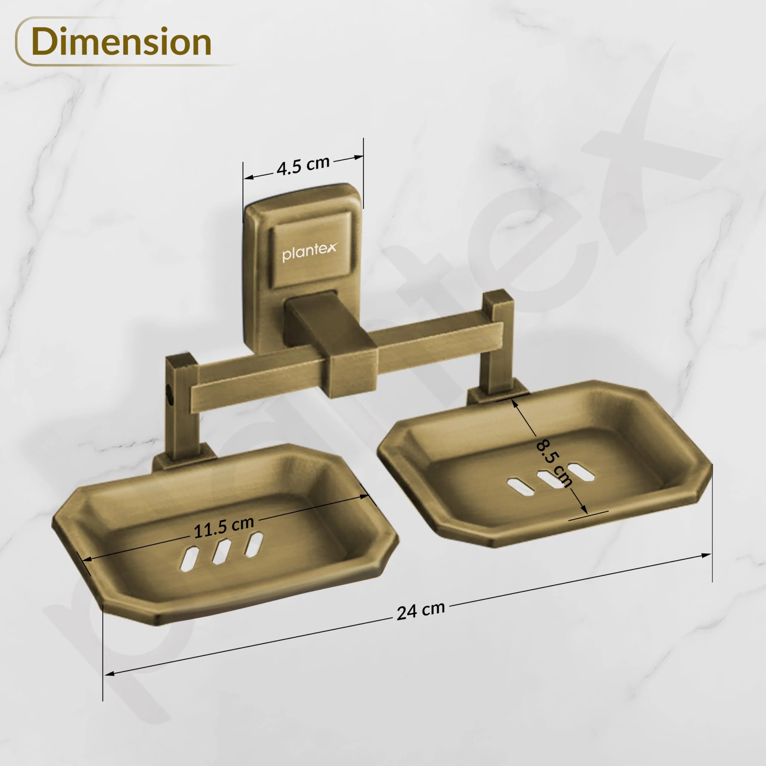 Plantex 304 Grade Stainless Steel Dual Soap Holder for Bathroom/Soap Dish/Bathroom Soap Stand/Bathroom Accessories - Darcy (Antique) - Image 4