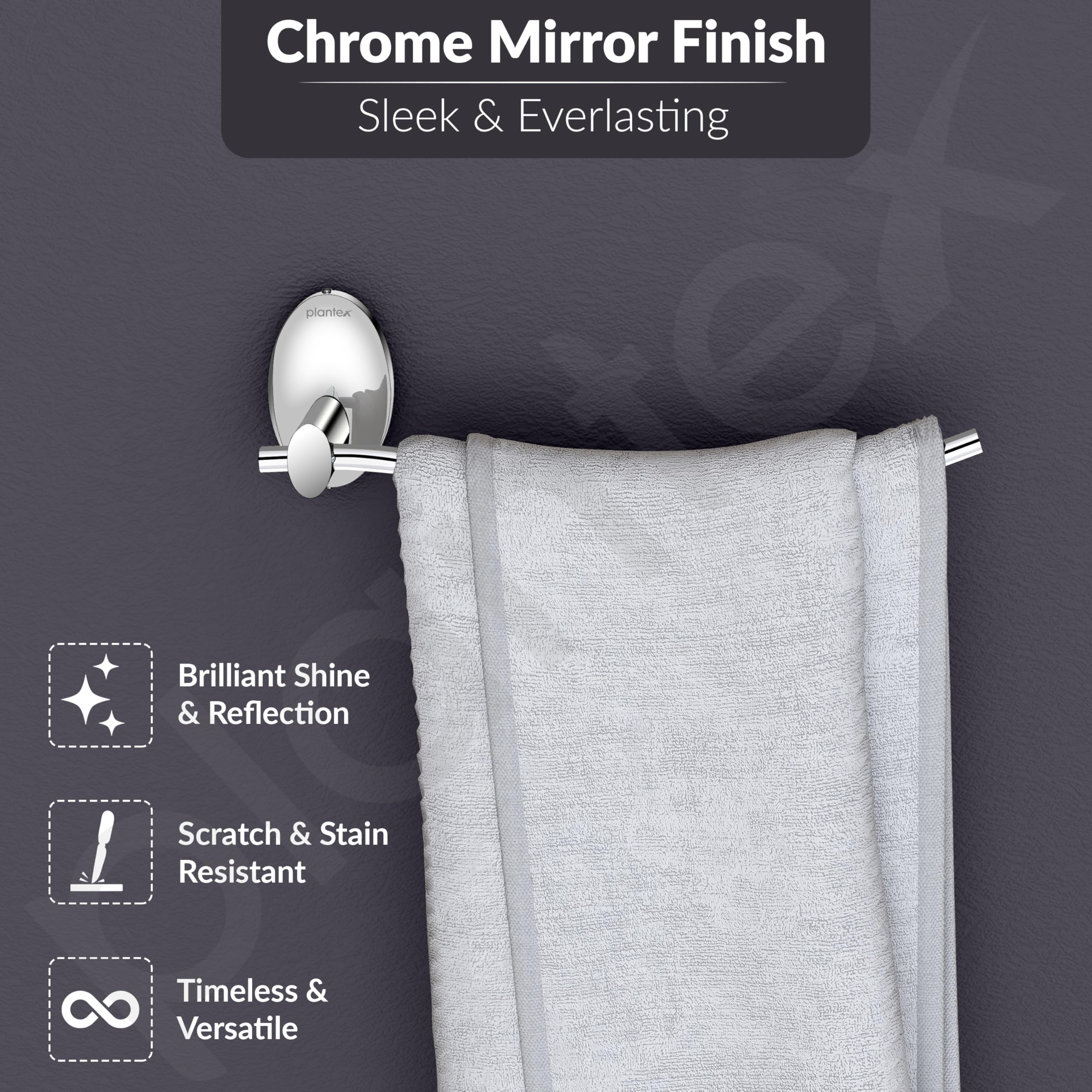 Plantex 304 Grade Stainless Steel Hand Towel Hanger/Napkin Holder for Wash Basin/Towel/Napkin Ring/Bathroom Accessories - Oreva (Chrome) - Image 4