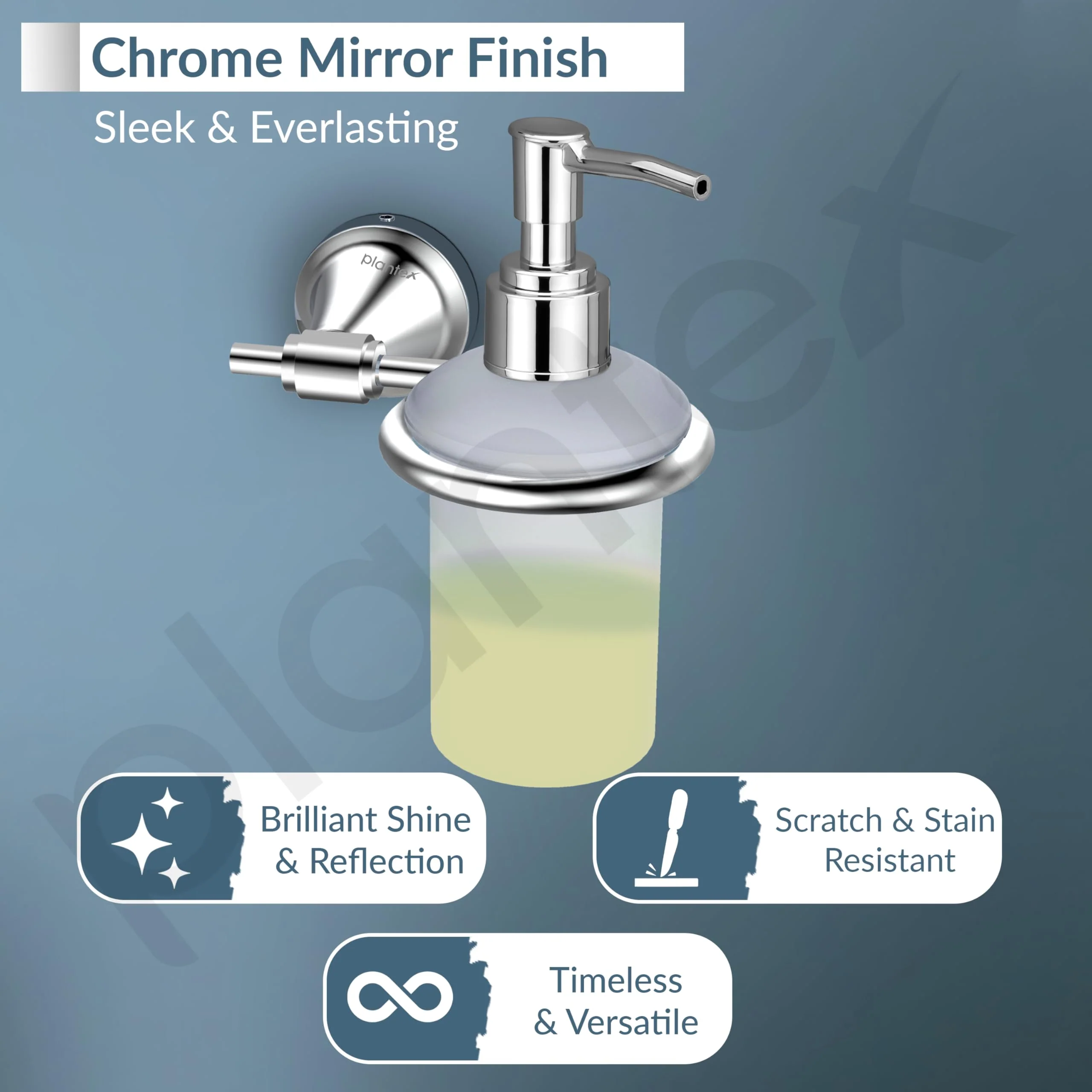 Plantex 304 Grade Stainless Steel Hand Wash Holder/Wall Soap/Shampoo Dispenser for Washbasin/Bathroom Accessories - Niko (Chrome) - Image 3