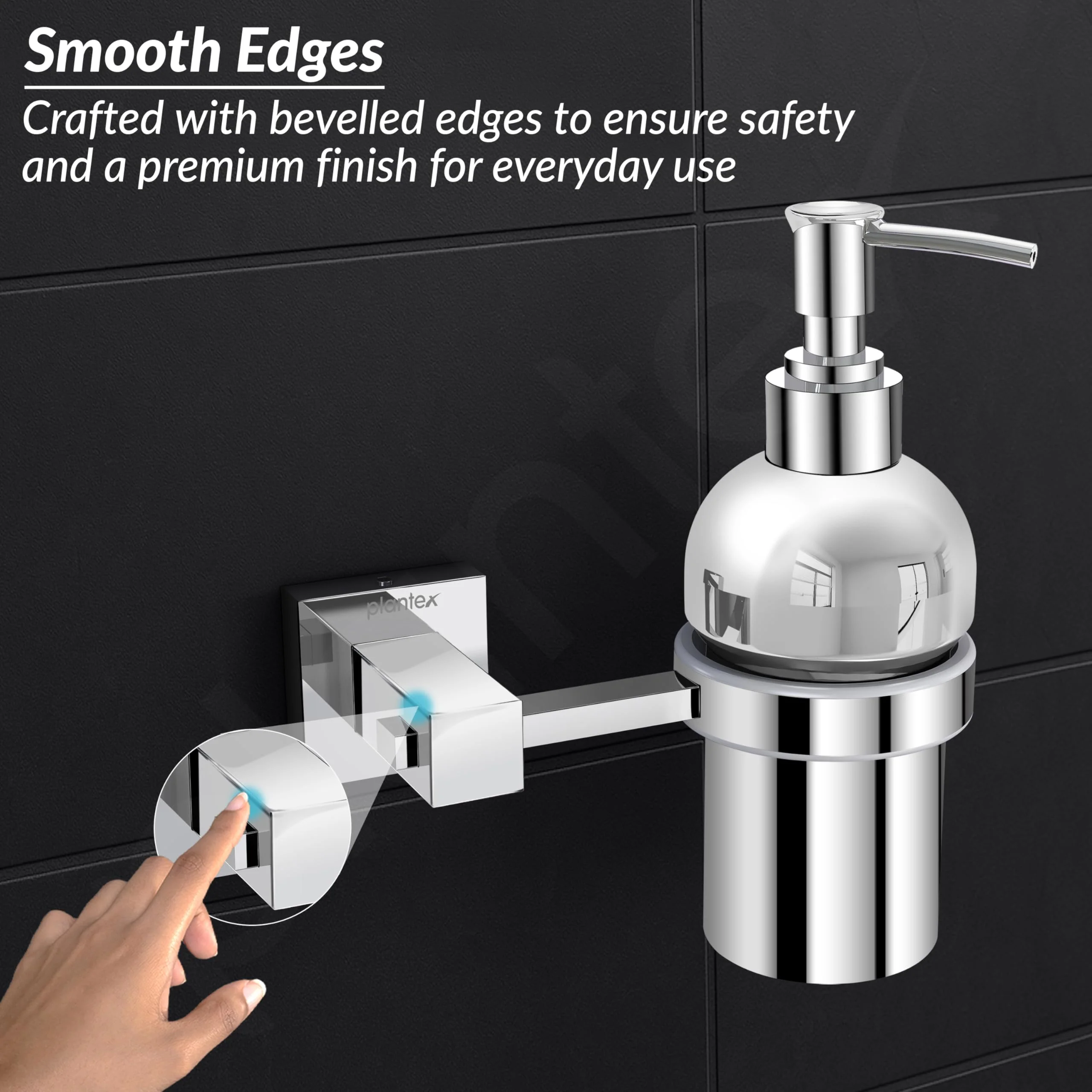 Plantex 304 Grade Stainless Steel Handwash Holder for Wash Basin Liquid Soap Dispenser/Bathroom Accessories - Splash (Chrome) - Image 7