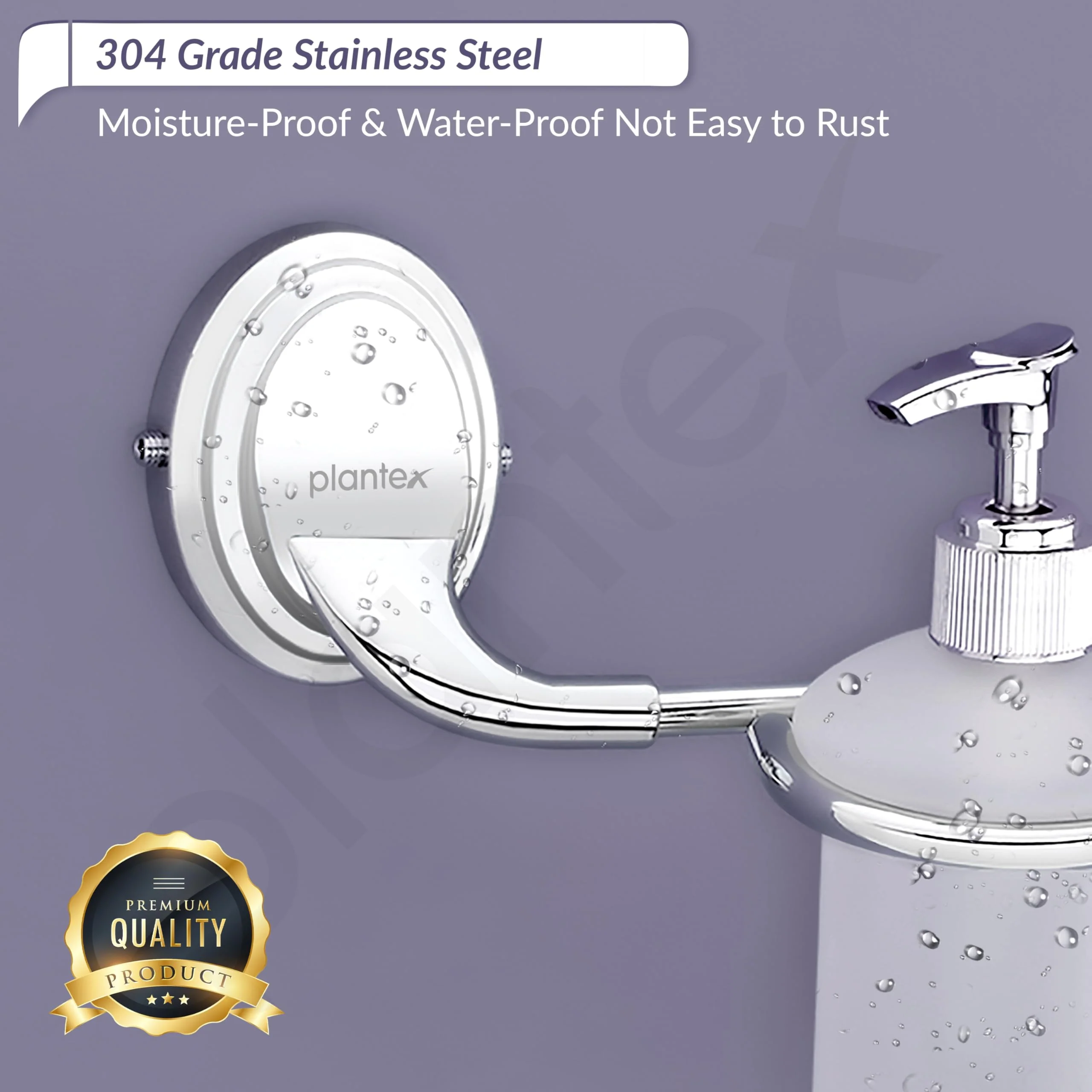 Plantex 304 Grade Stainless Steel Liquid Soap Dispenser/Shampoo Dispenser/Hand Wash Dispenser/Bathroom Accessories Pack of 1, Cubic (Chrome) - Image 6