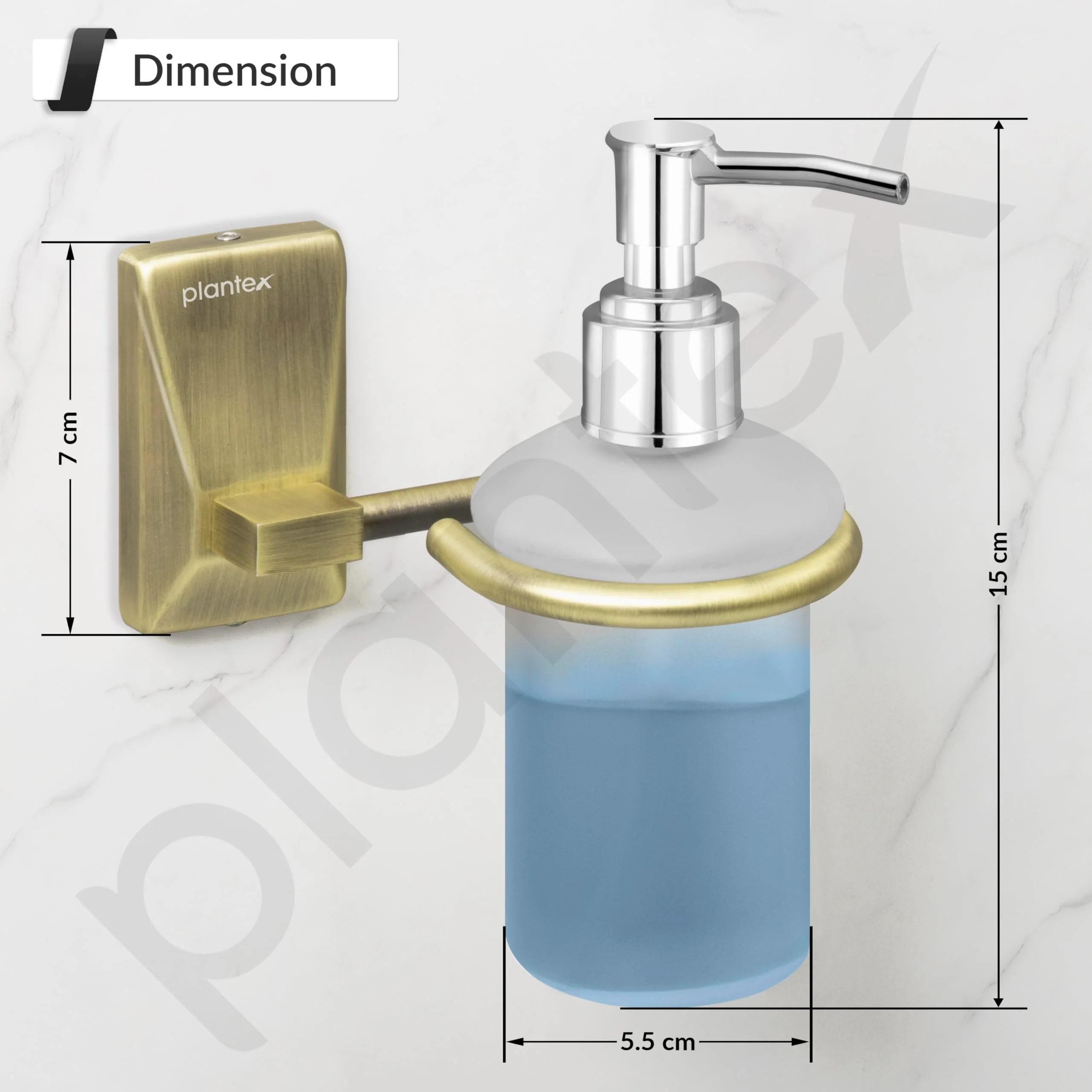 Plantex 304 Grade Stainless Steel Liquid Soap Dispenser/Shampoo Dispenser/Hand Wash Dispenser for Bathroom - Crystal (Brass Antique) - Image 4