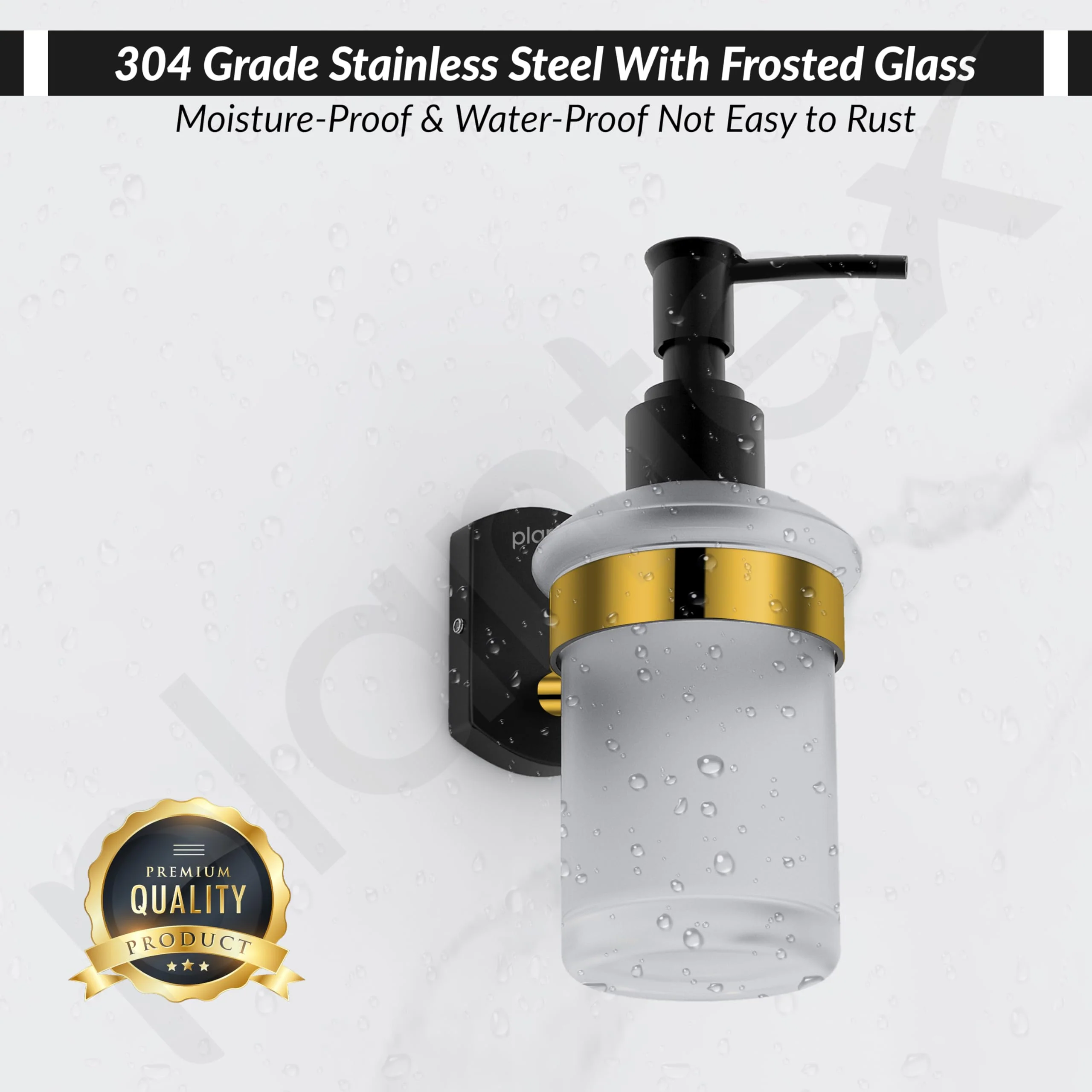 Plantex 304 Grade Stainless Steel Liquid Soap Dispenser/Shampoo Dispenser/Handwash Dispenser/Bathroom Accessories - Pack of 1 (Parv-Gold & Black) - Image 7