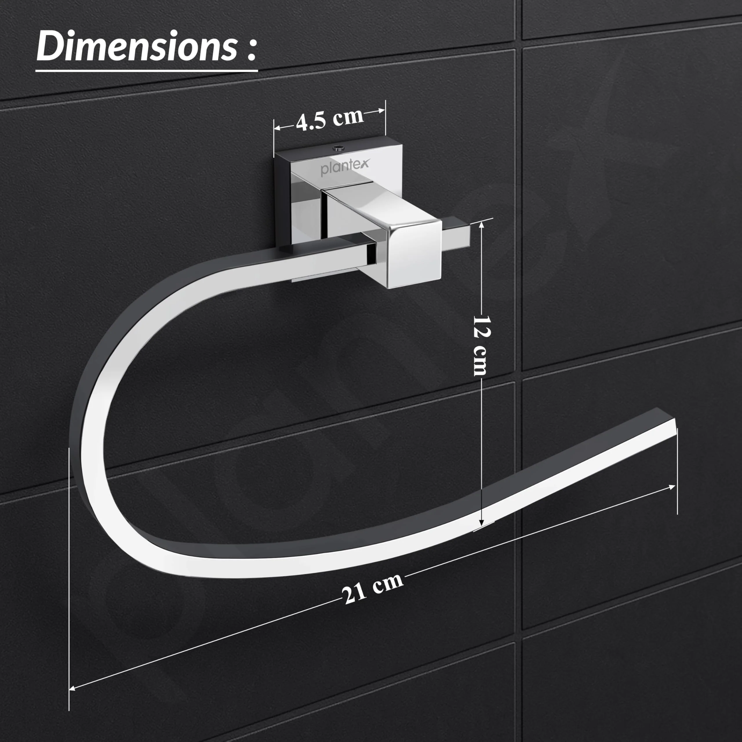 Plantex 304 Grade Stainless Steel Napkin Holder for Wash Basin/Hand Towel Holder/Hanger Bathroom Accessories - Splash (Chrome) - Image 3