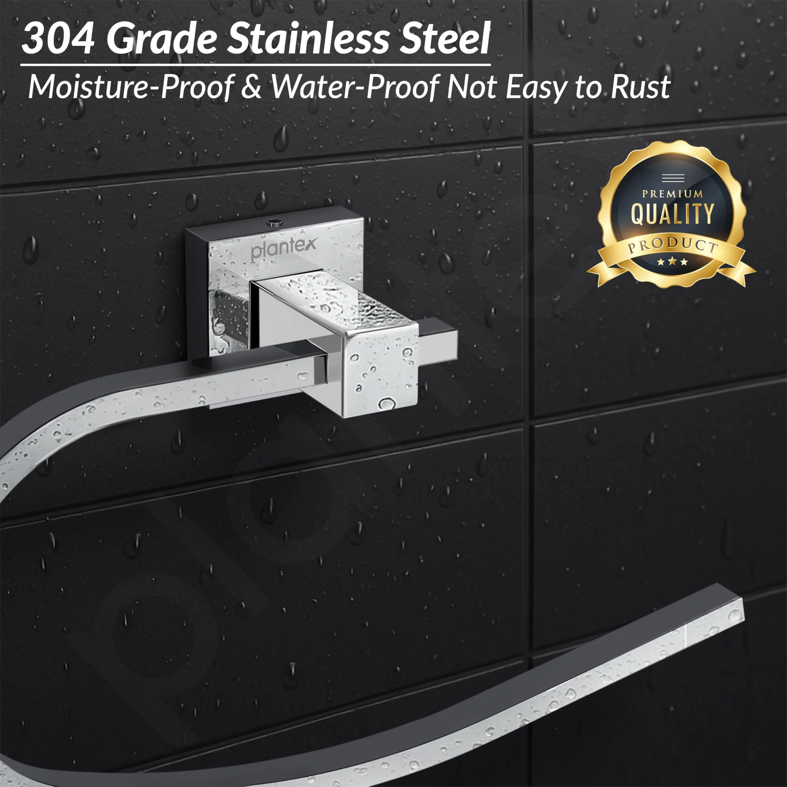 Plantex 304 Grade Stainless Steel Napkin Holder for Wash Basin/Hand Towel Holder/Hanger Bathroom Accessories - Splash (Chrome) - Image 4