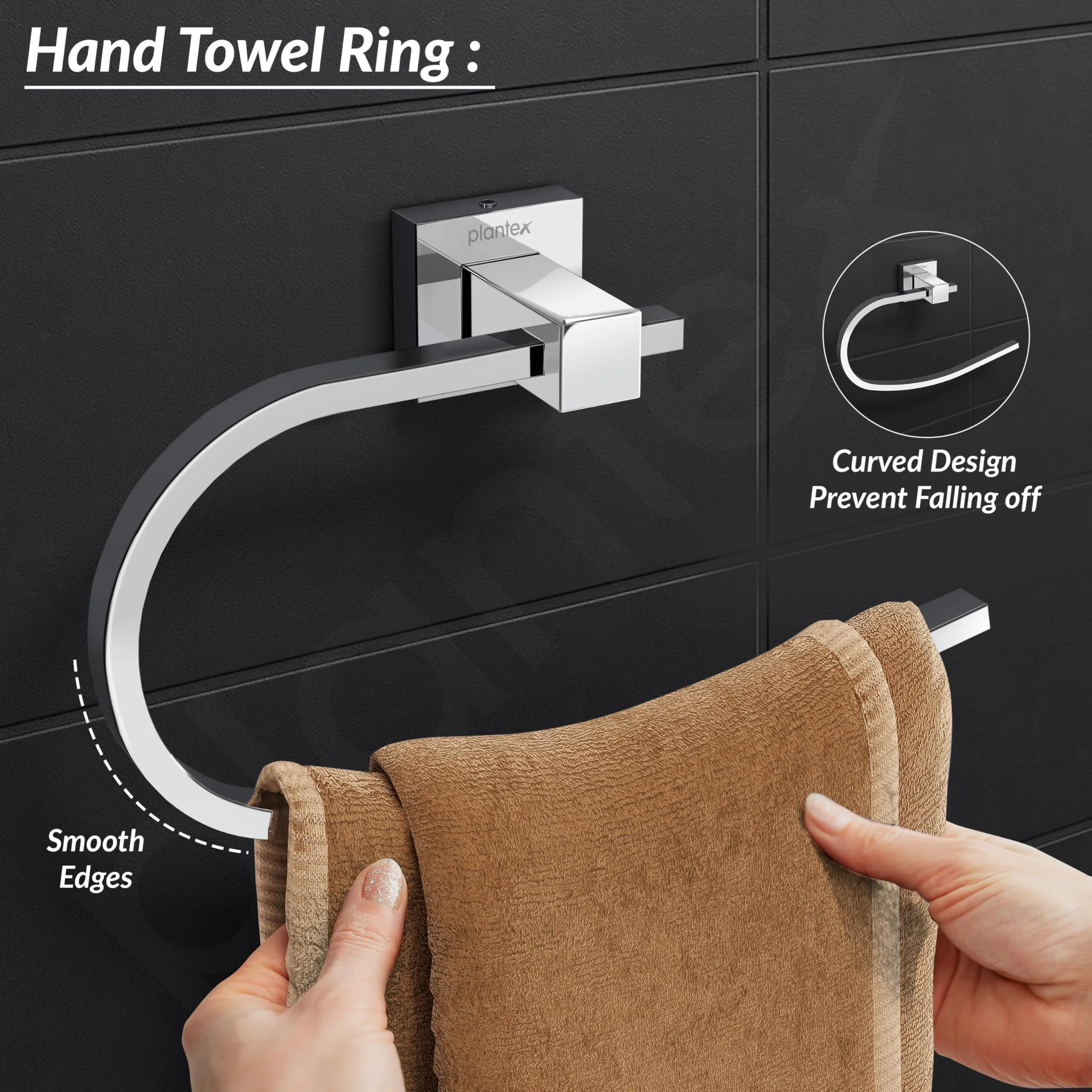 Plantex 304 Grade Stainless Steel Napkin Holder for Wash Basin/Hand Towel Holder/Hanger Bathroom Accessories - Splash (Chrome) - Image 7