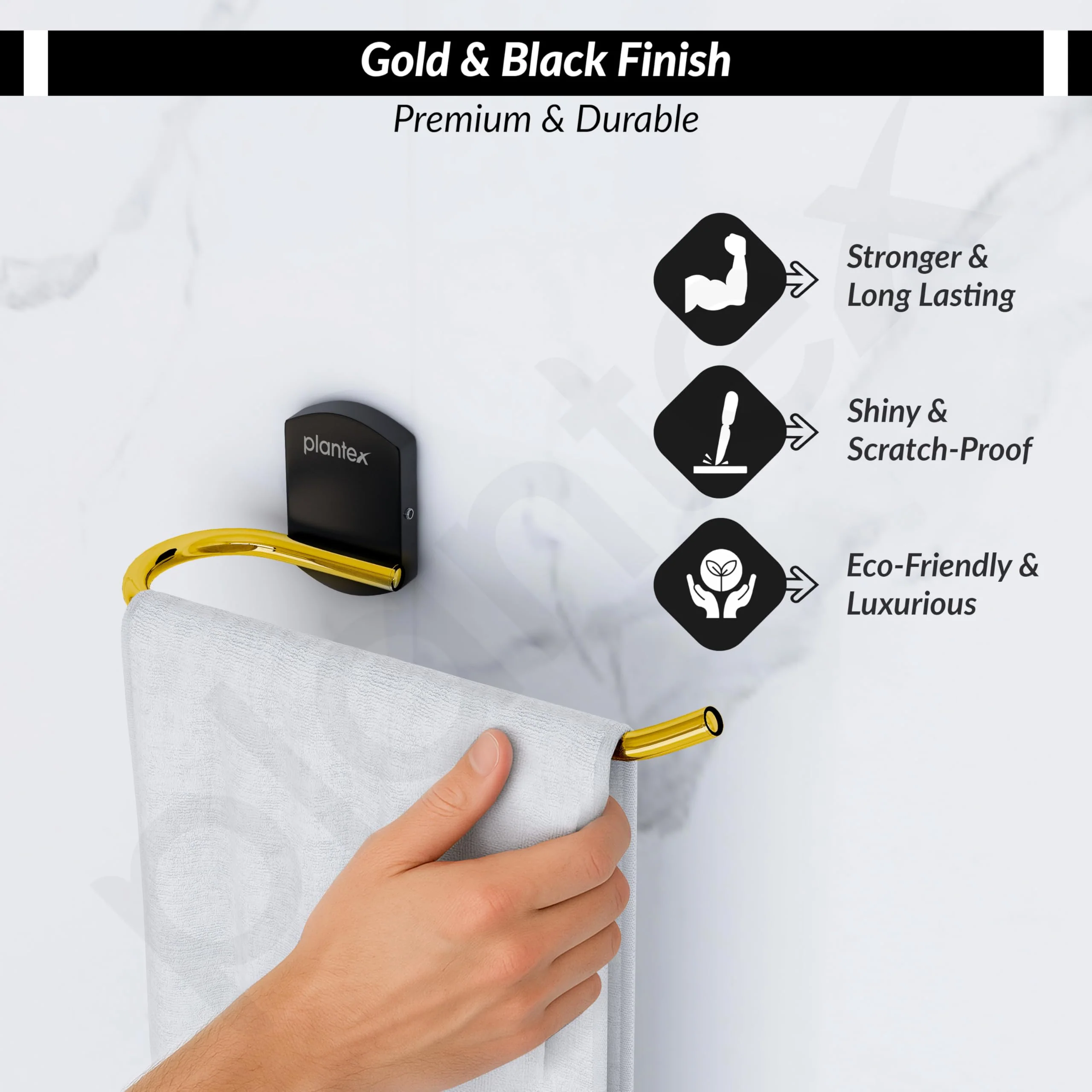 Plantex 304 Grade Stainless Steel Napkin Holder for washbasin (Gold & Black) - Image 3