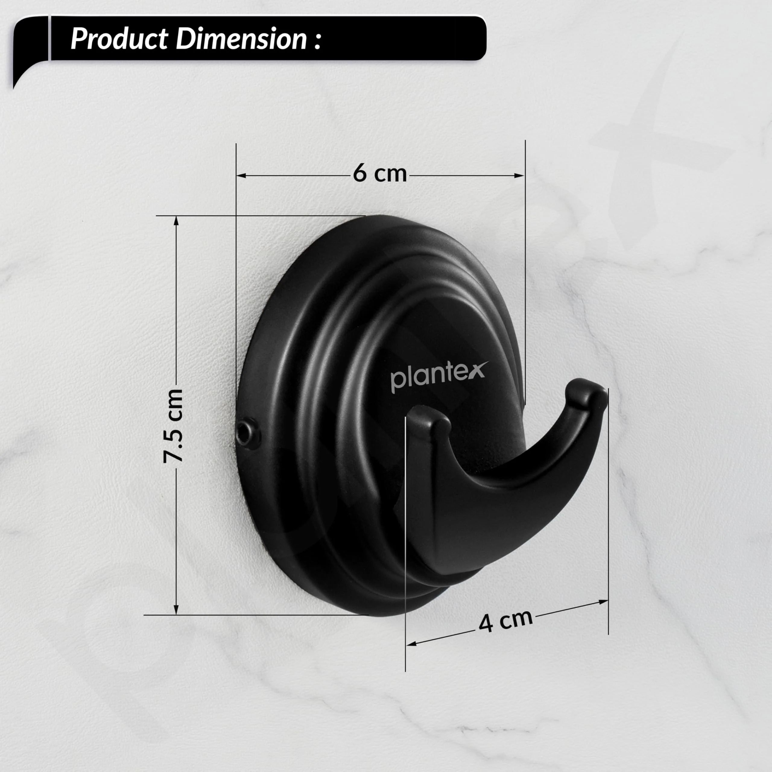 Plantex 304 Grade Stainless Steel Robe Hook/Cloth Hanger for Wall/Robe Hooks for Bathroom/Bathroom Accessories - Black (Cubic) - Image 4