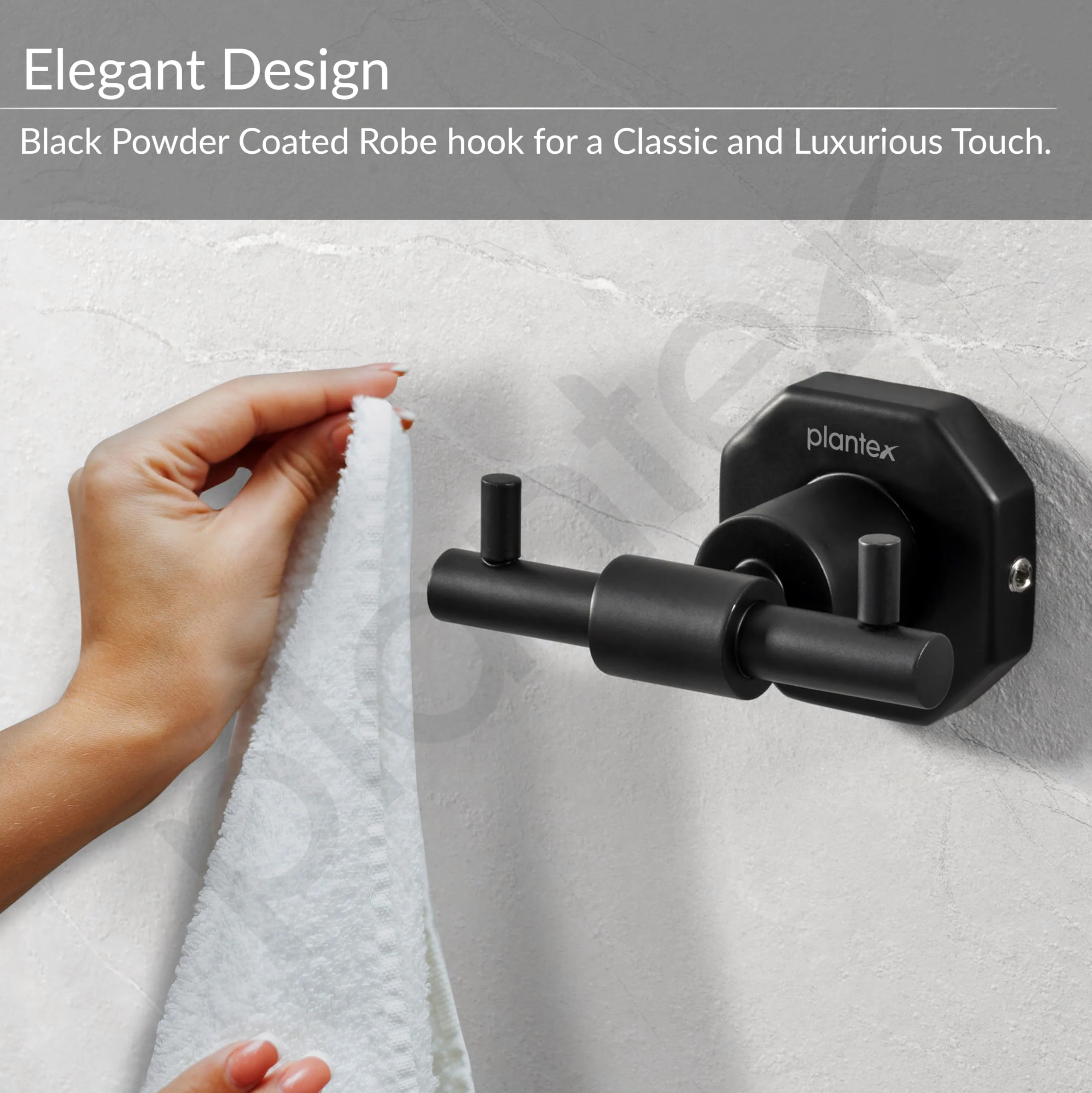 Plantex 304 Grade Stainless Steel Robe Hook/Cloth Holder/Towel Hanger/Bathroom Accessories - Nipron (Black) - Image 5