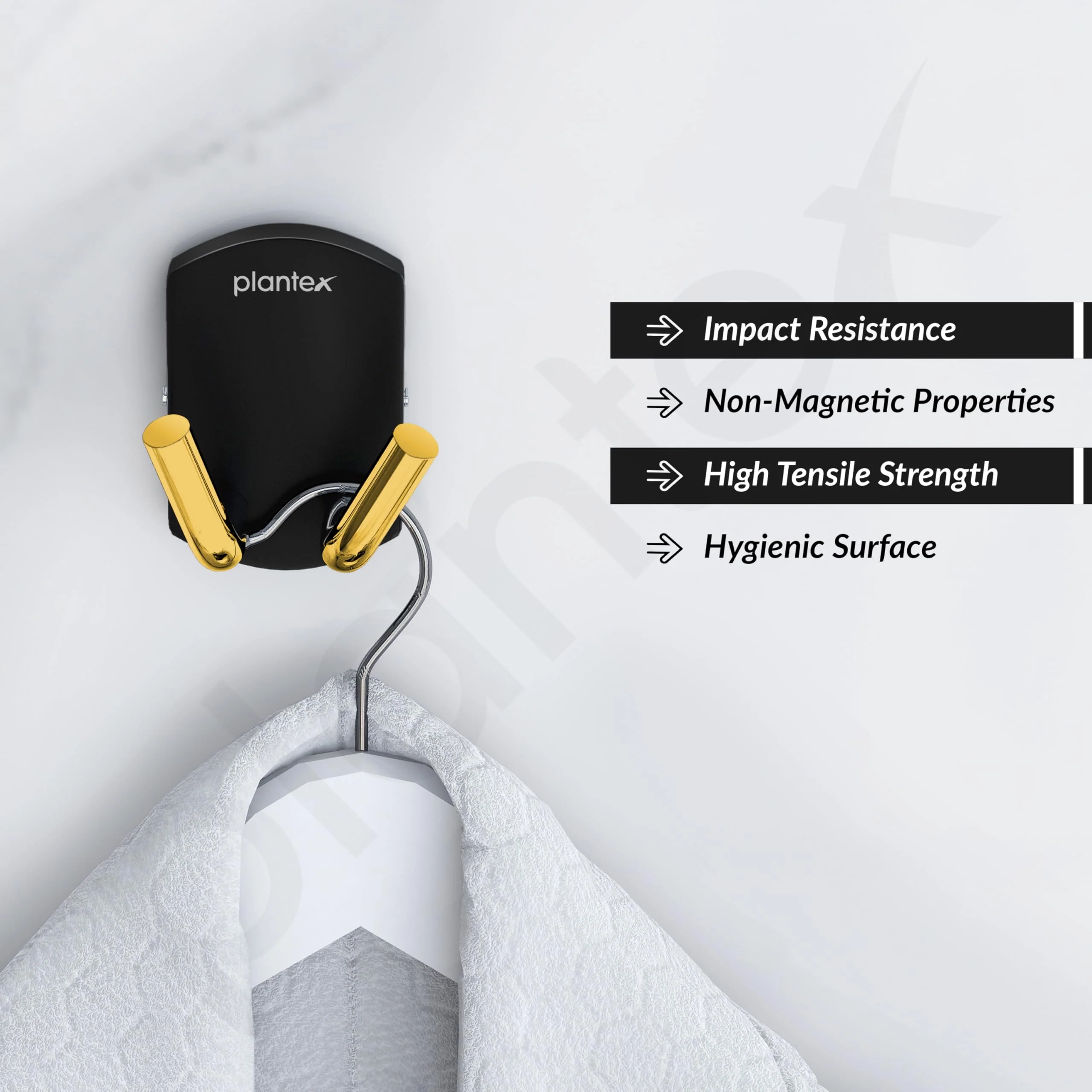 Plantex 304 Grade Stainless Steel Robe Hook/Cloth-Towel Hanger/Door Hanger-Hook/Bathroom Accessories - Pack of 1 (Parv-Gold & Black) - Image 2
