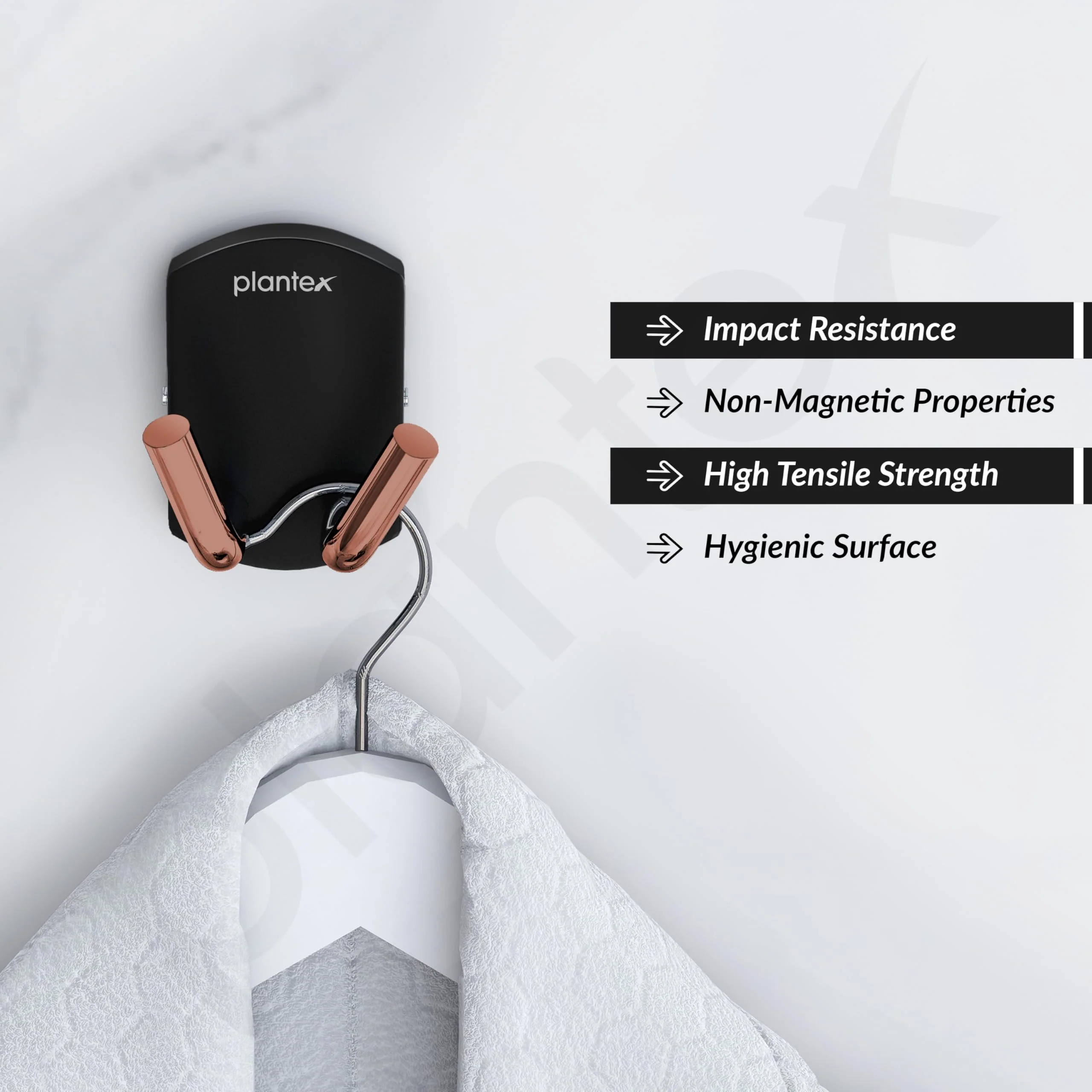Plantex 304 Grade Stainless Steel Robe Hook/Cloth-Towel Hanger/Door Hanger Hook/Bathroom Accessories (Parv - Rose Gold & Black) - Image 2