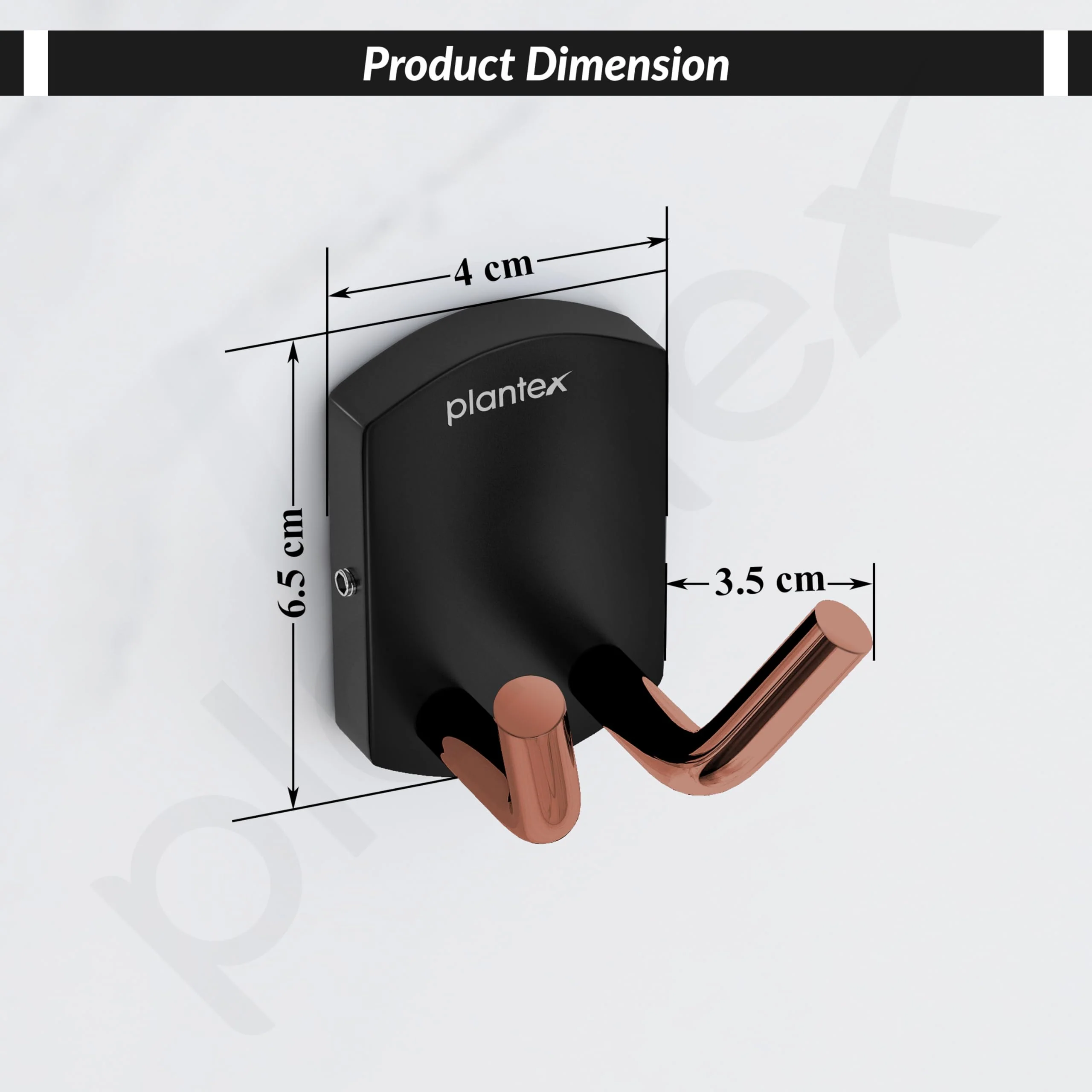 Plantex 304 Grade Stainless Steel Robe Hook/Cloth-Towel Hanger/Door Hanger Hook/Bathroom Accessories (Parv - Rose Gold & Black) - Image 3