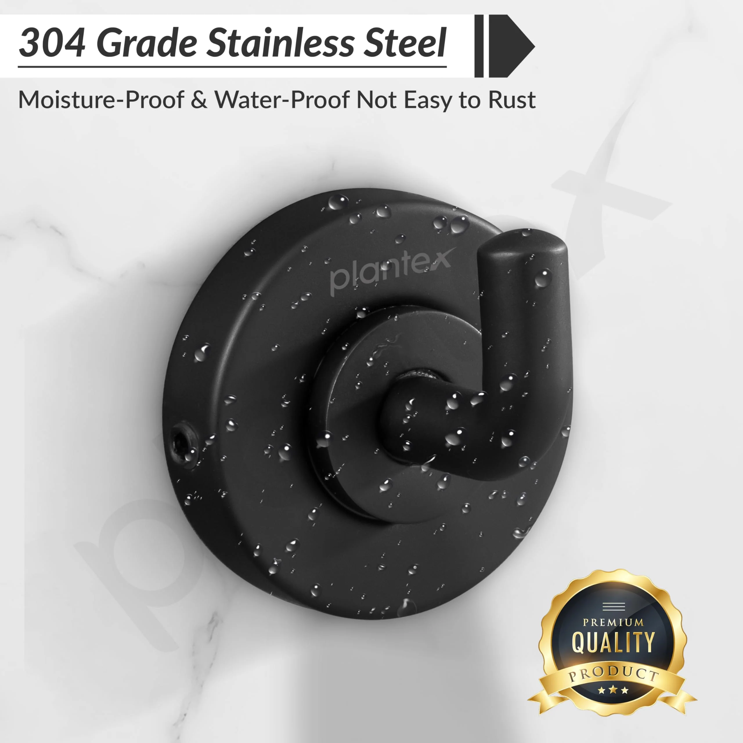 Plantex 304 Grade Stainless Steel Robe Hook/Cloth-Towel Hanger/Napkin Hanger/Bathroom Accessories - Daizy (Black) - Image 6