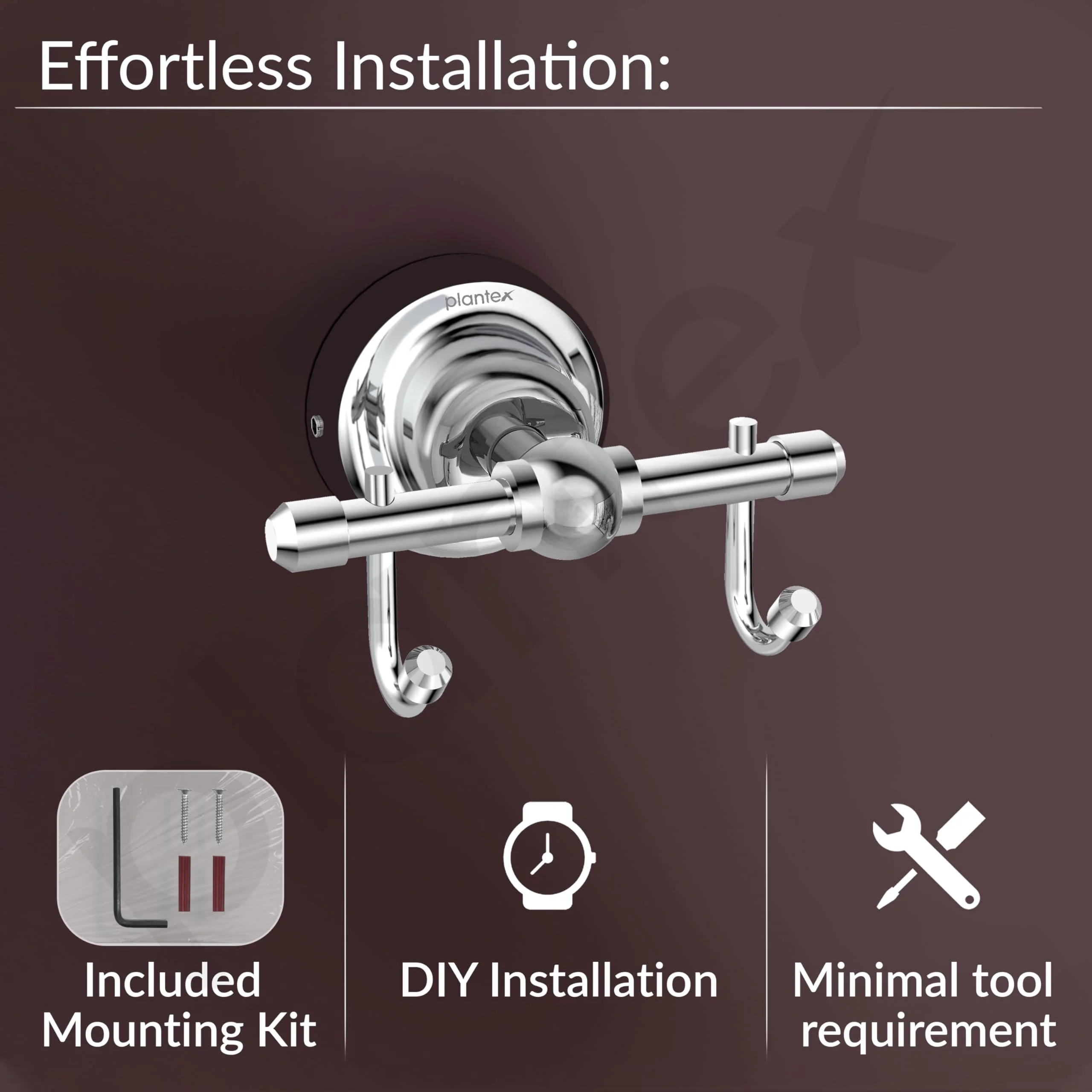 Plantex 304 Grade Stainless Steel Robe Hook/Cloth-Towel Hanger/Napkin Hanger/Bathroom Accessories Pack of 1, Skyllo (Chrome) - Image 5