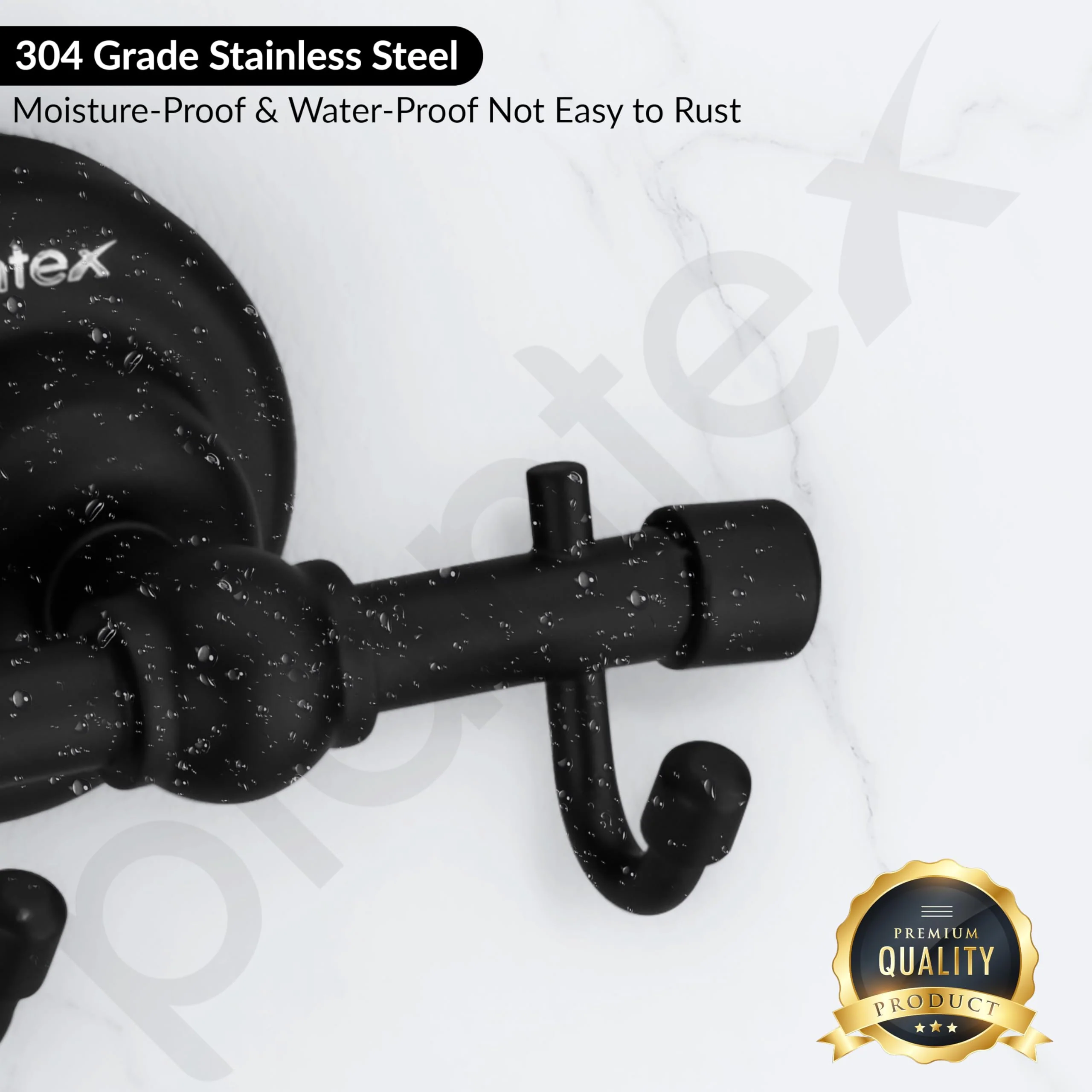 Plantex 304 Grade Stainless Steel Robe Hook/Cloth-Towel Hanger/Napkin Hanger/Bathroom Accessories - Skyllo (Black) - Image 6