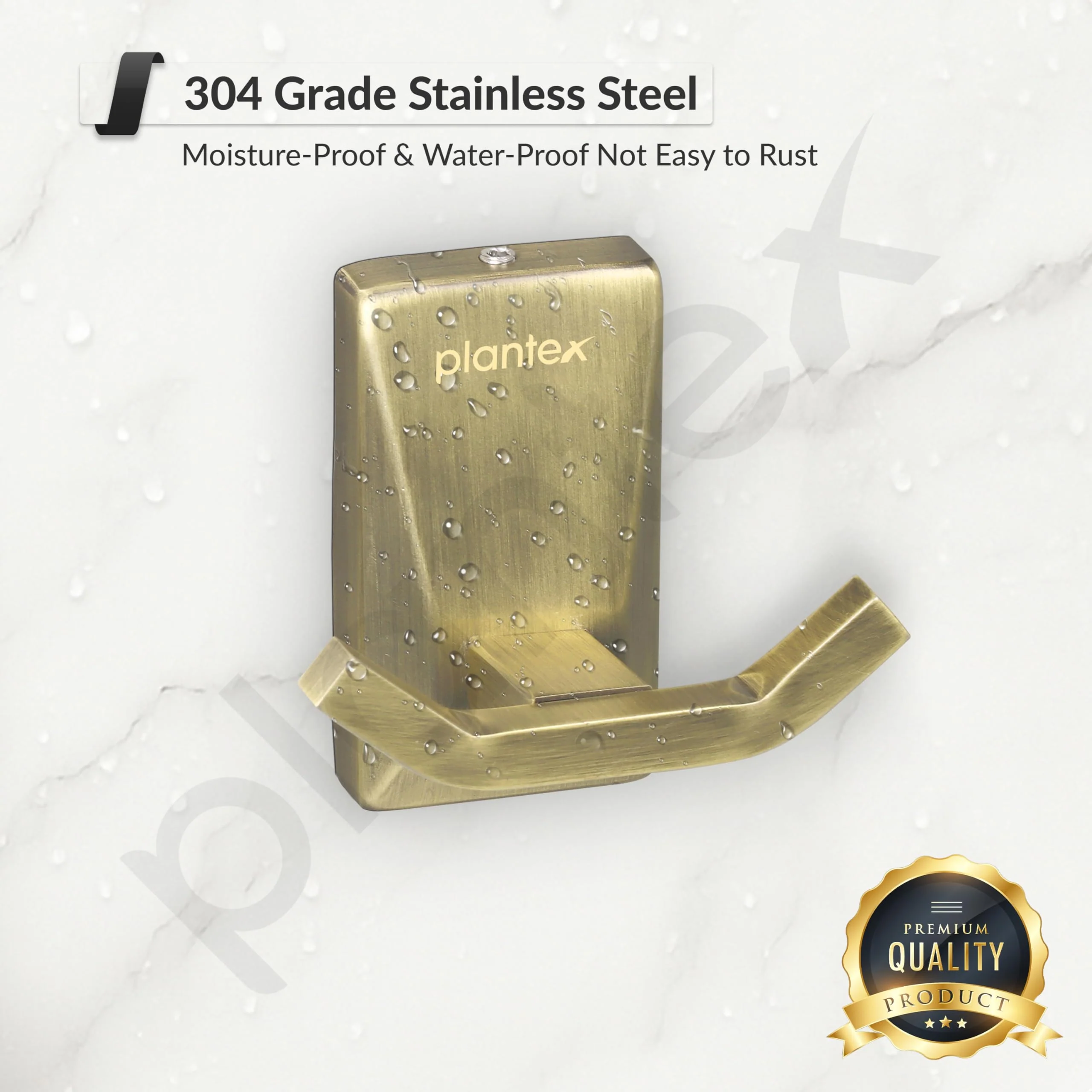 Plantex 304 Grade Stainless Steel Robe Hook/Hanger for Bathroom/Robe Hooks for Bathroom/Hooks/Bathroom Accessories - Crystal (Brass Antique) - Image 6