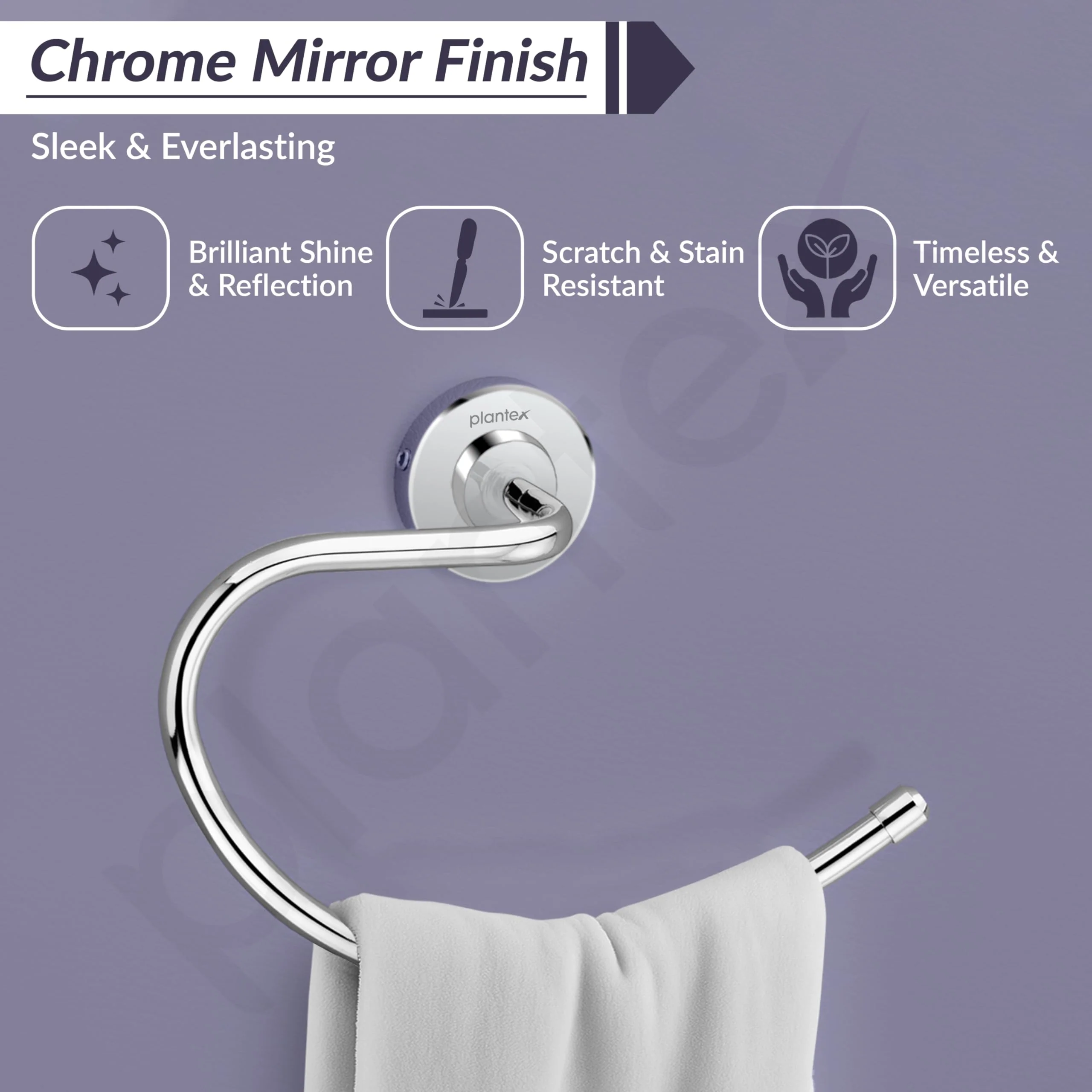 Plantex 304 Grade Stainless Steel Round Towel Ring for washbasin/Napkin Hanger for Bathroom/Hand Towel Holder/Bathroom Accessories - Daizy (Chrome) - Image 4