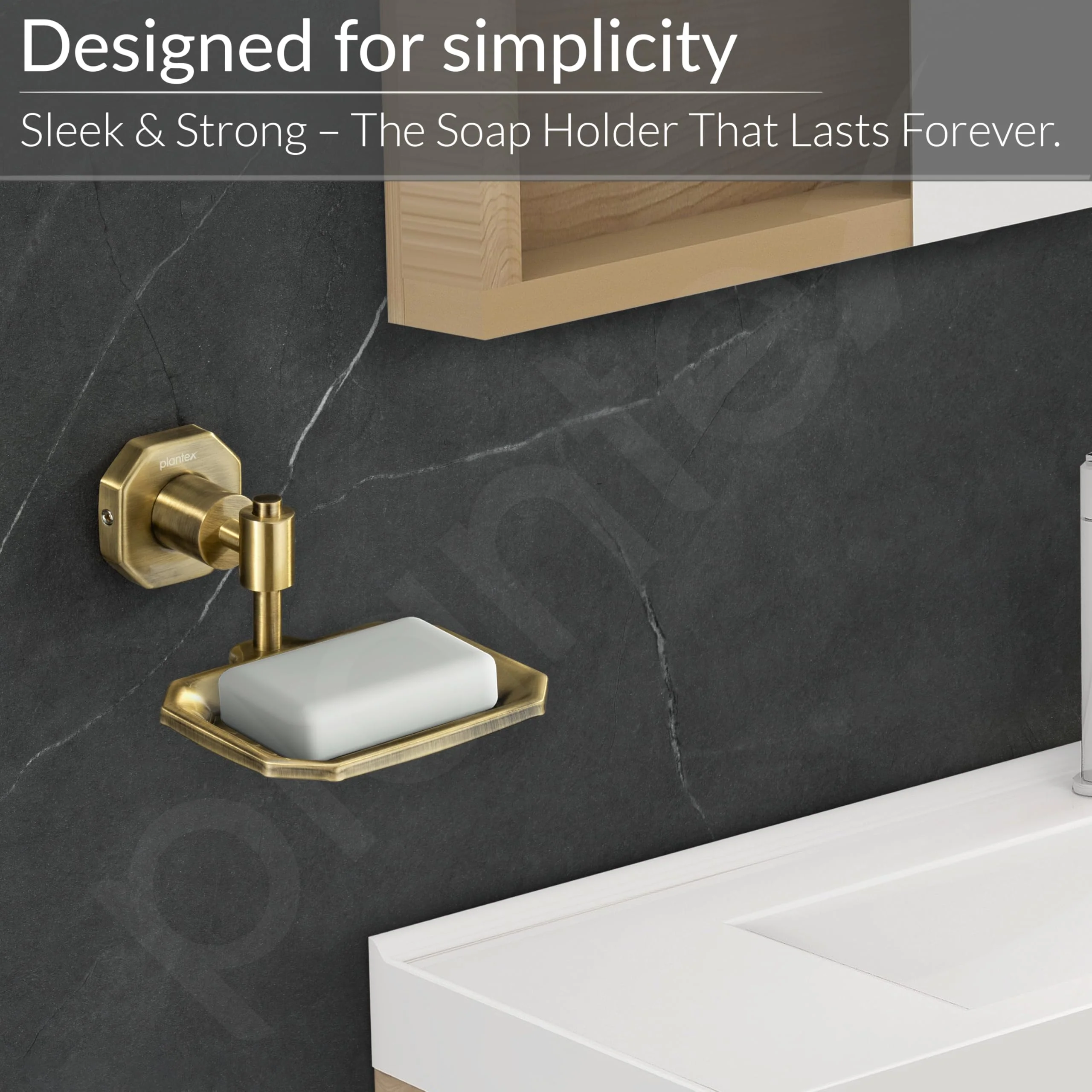 Plantex 304 Grade Stainless Steel Soap Holder for Bathroom/Soap Dish/Soap Stand for Kitchen Sink/Soap Case/Bathroom Accessories- Nipron (Brass Antique) - Image 4