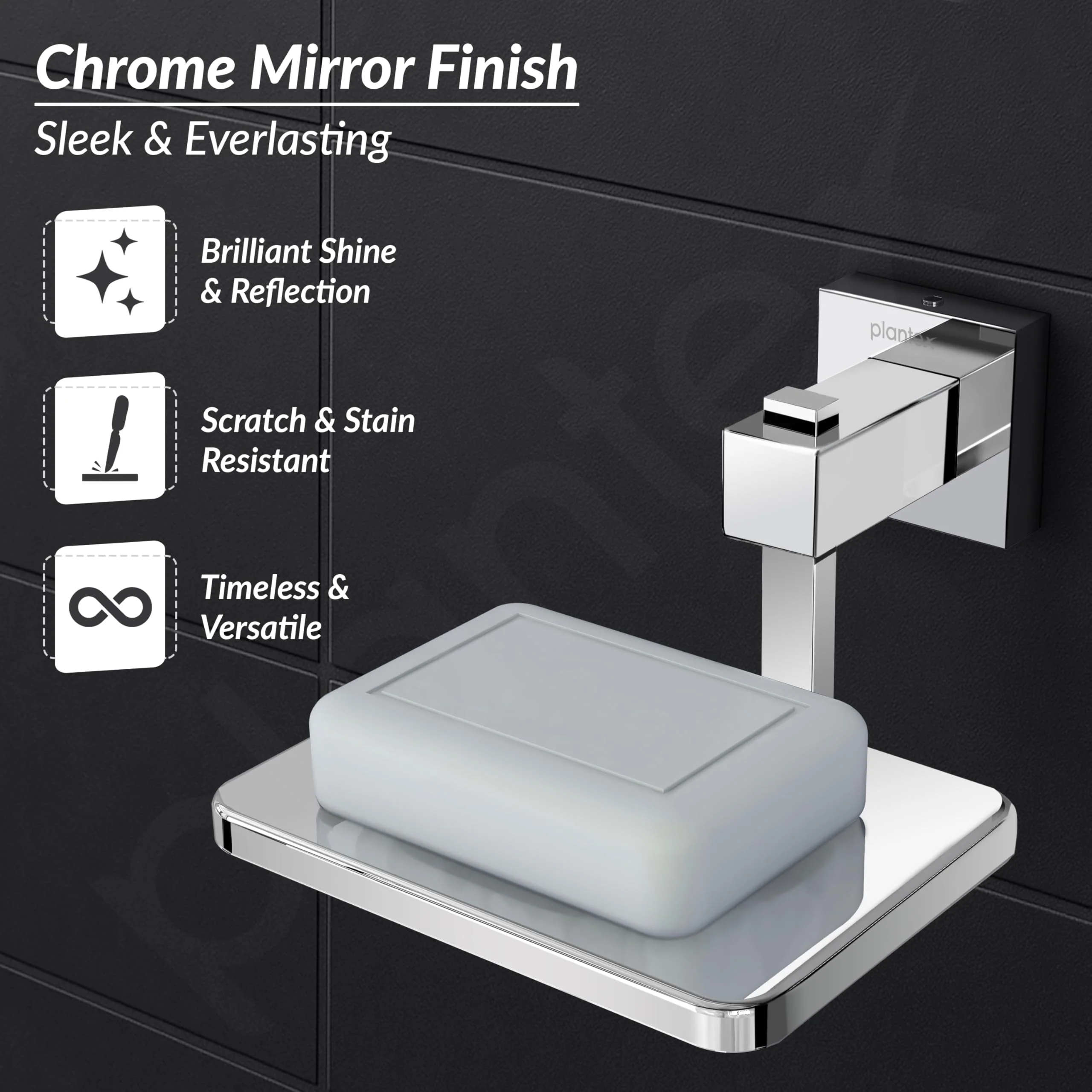 Plantex 304 Grade Stainless Steel/Soap Holder for Bathroom/Soap Holder/Soap Dish/Bathroom Accessories - Splash (Chome) - Image 5