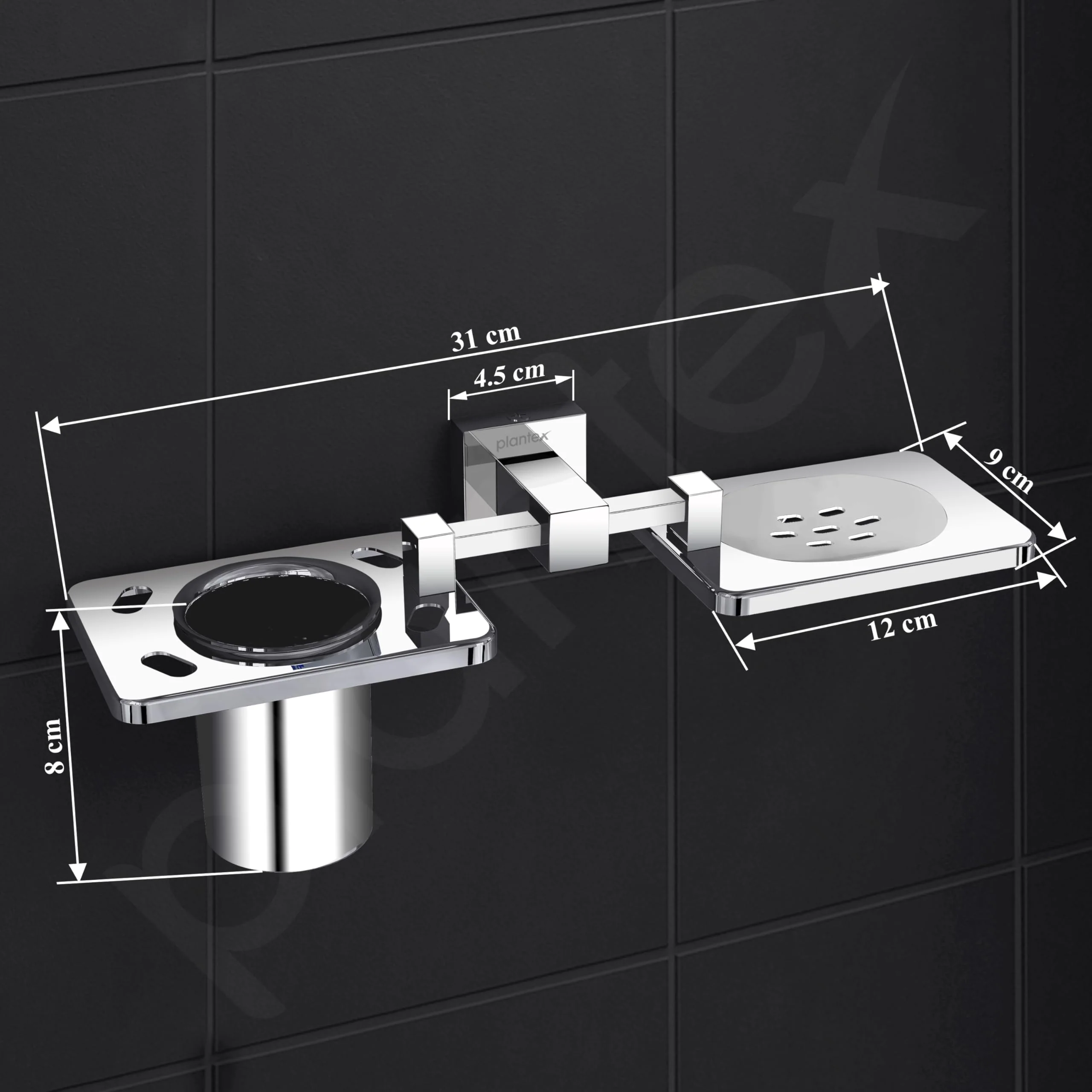 Plantex 304 Grade Stainless Steel Splash Soap and Brush Holder/Soap Dish/Toothbrush Holder/Bathroom Accessories - Chrome - Image 3