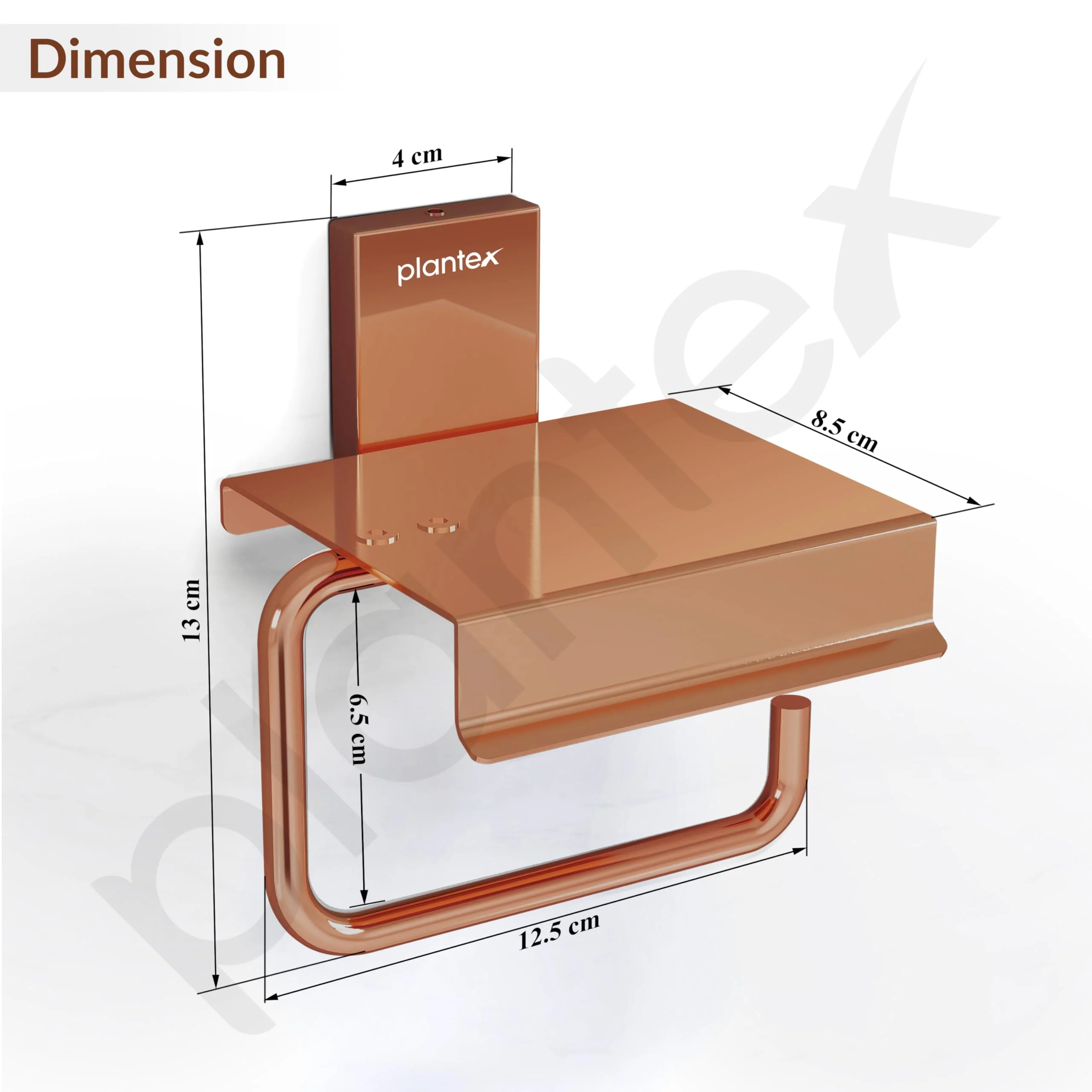 Plantex 304 Grade Stainless Steel Stylish and Durable Toilet Paper Stand/Bathroom Tissue Paper Holder with Mobile Stand/Bathroom Accessories (Crystal,PVD Rose Gold) - Image 3