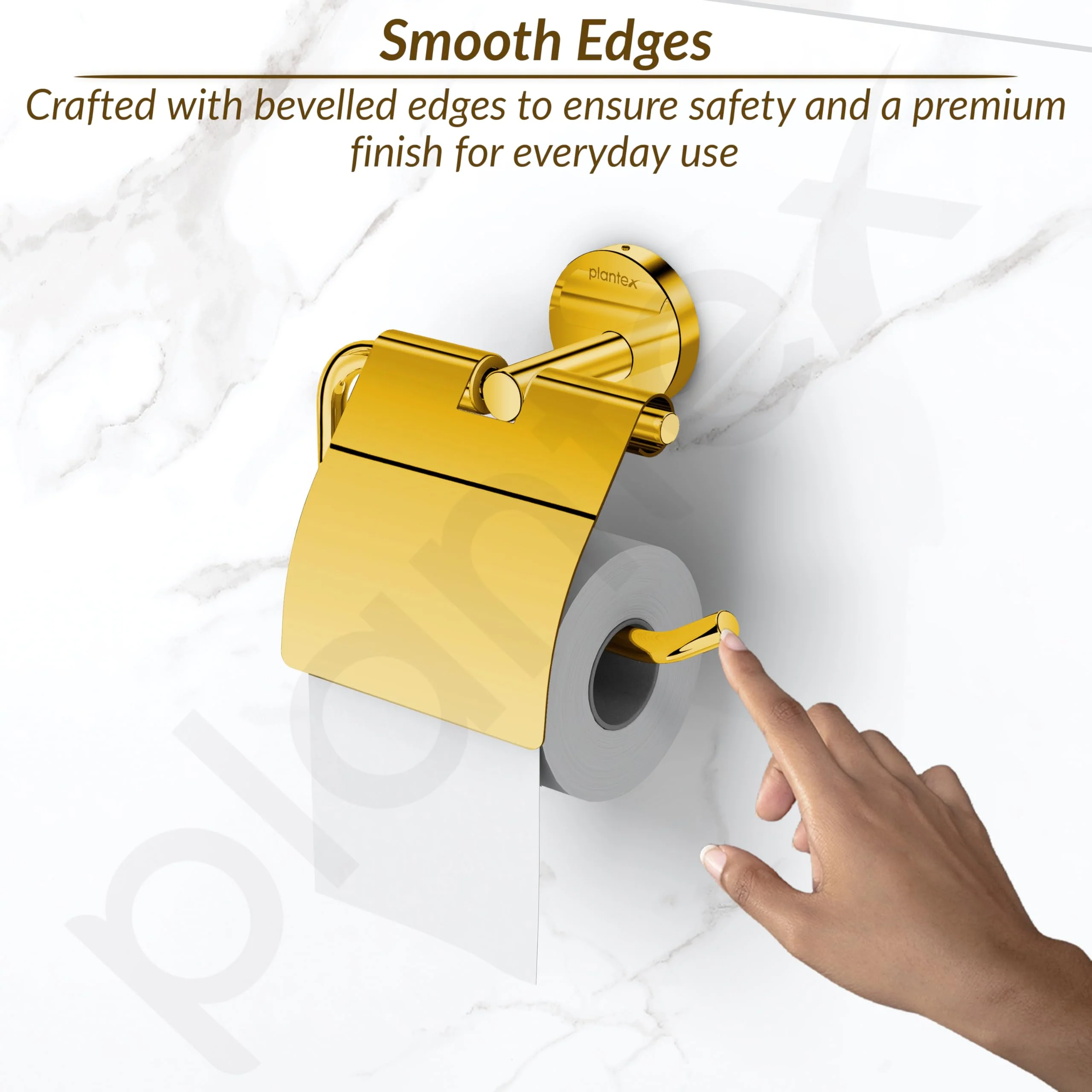 Plantex 304 Grade Stainless Steel Toilet Paper Roll Holder for Bathroom/Toilet Paper Holder/Tissue Paper Roll Holder for Bathroom Accessories - Oreo (Gold) - Image 7